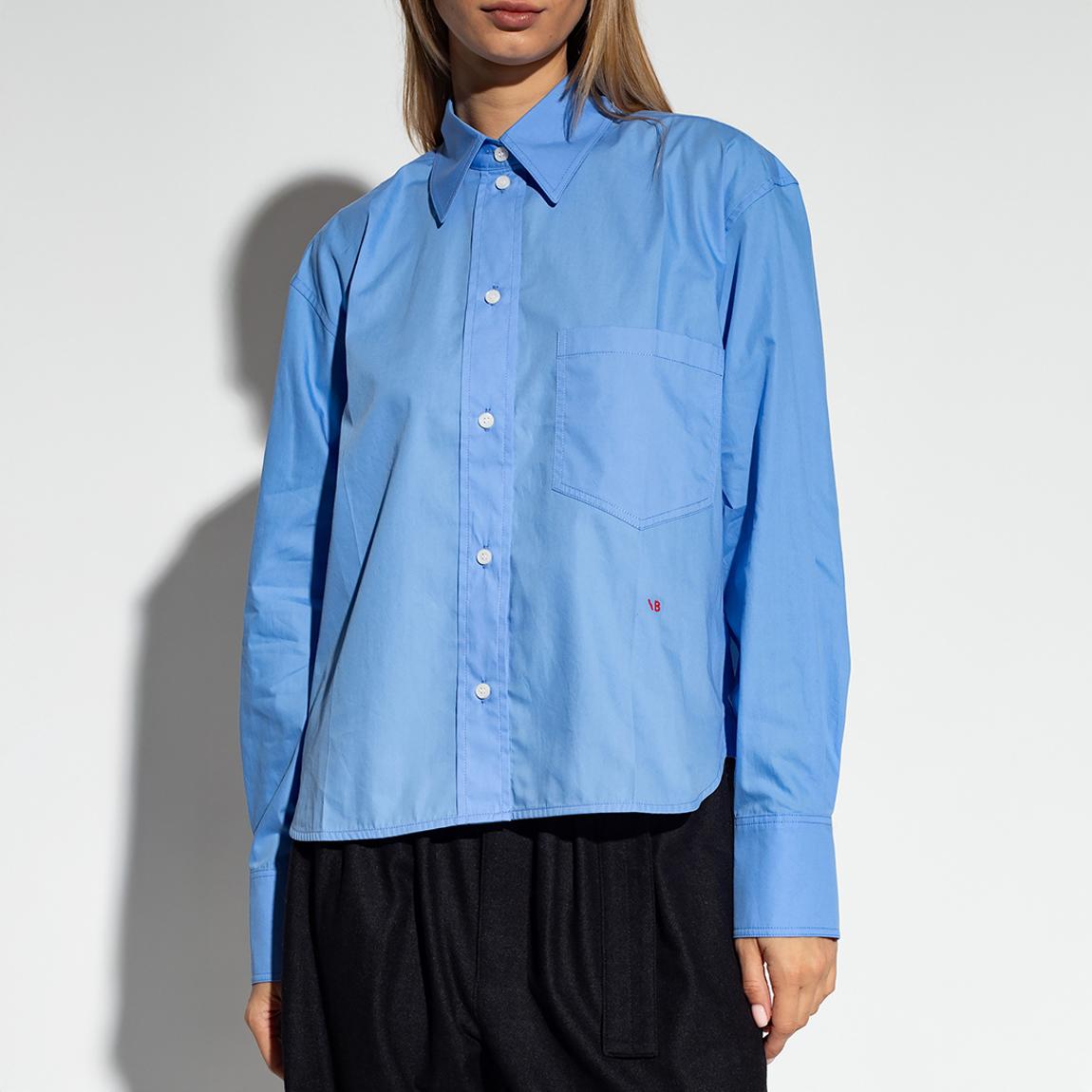 Blue Cropped Cotton Shirt main product photo