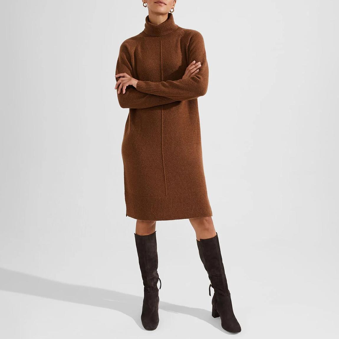 Brown Nessa Knitted Wool Blend Dress main product photo