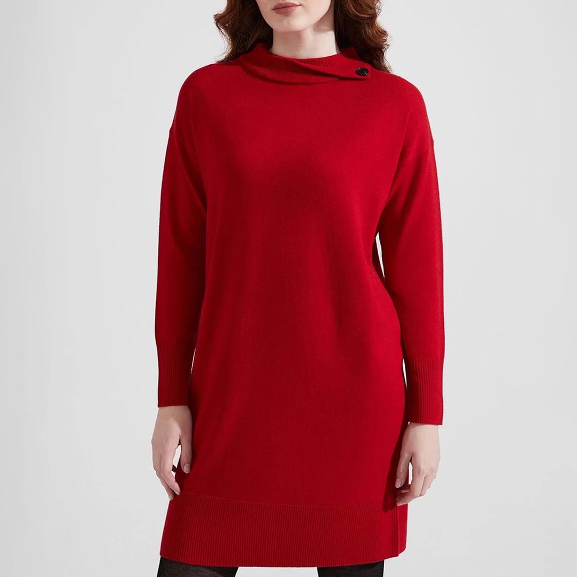 Red Talia Knitted Wool Blend Dress main product photo