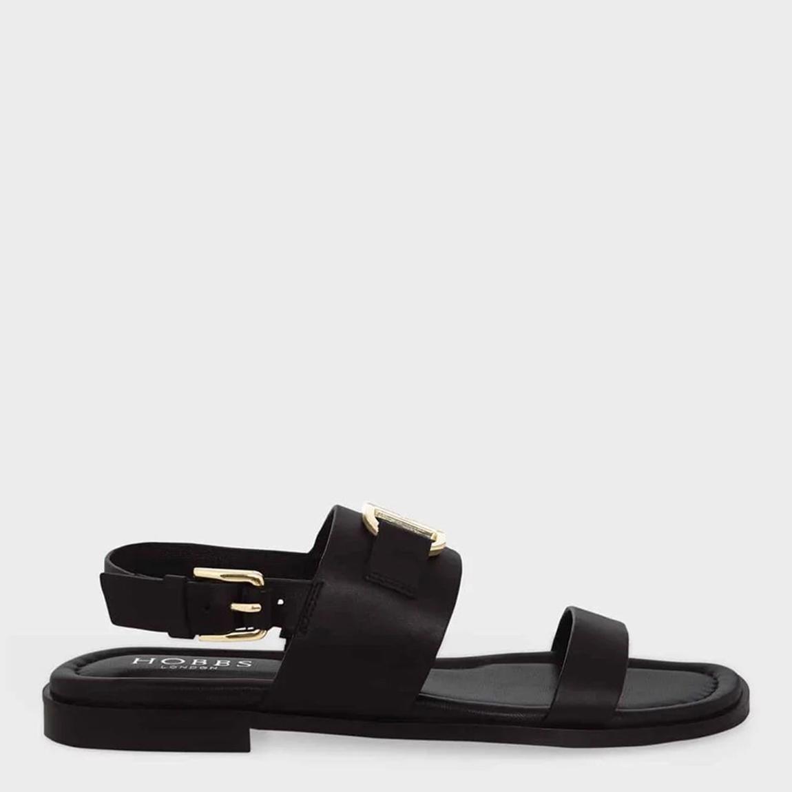 Black Kara Leather Sandals main product photo