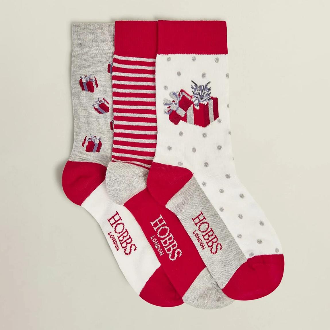 Red/White Christmas Cat Sock Set main product photo
