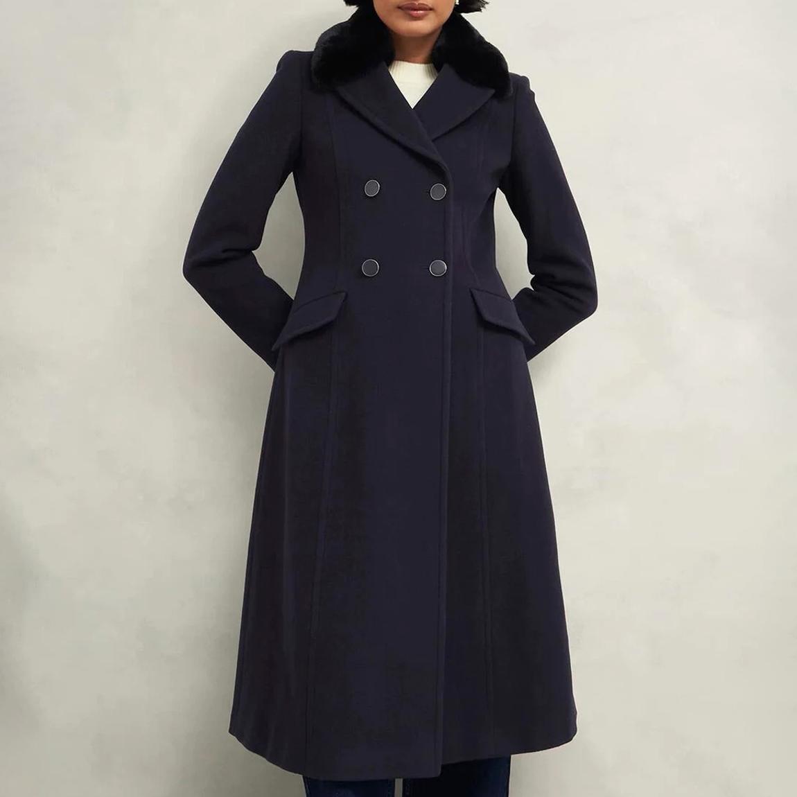 Navy Marlene Wool Blend Coat main product photo