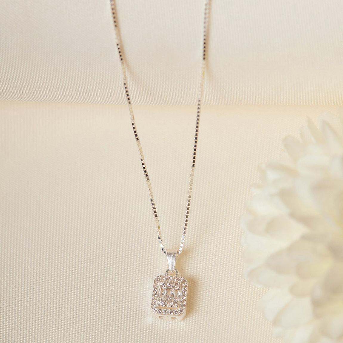 Silver Diamante Classic Pendent Necklace main product photo