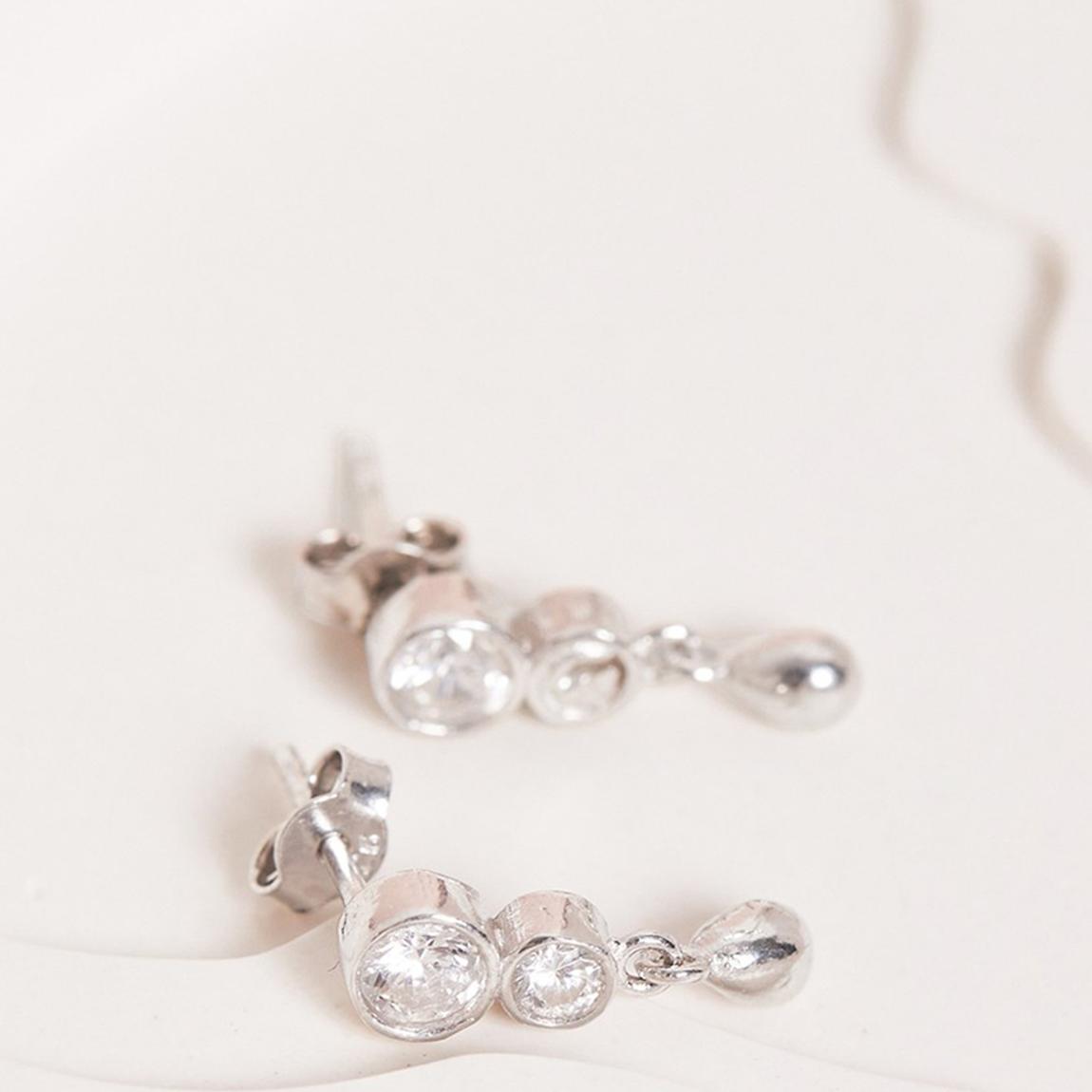 Silver Diamante Triple Dangle Earrings main product photo