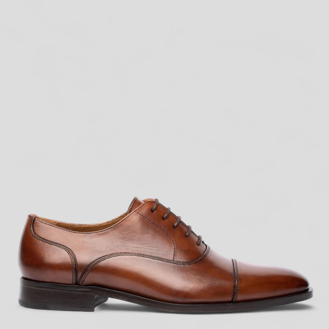 Chapman Moore Men's Chocolate Leather Toe Cap Oxford Shoe
