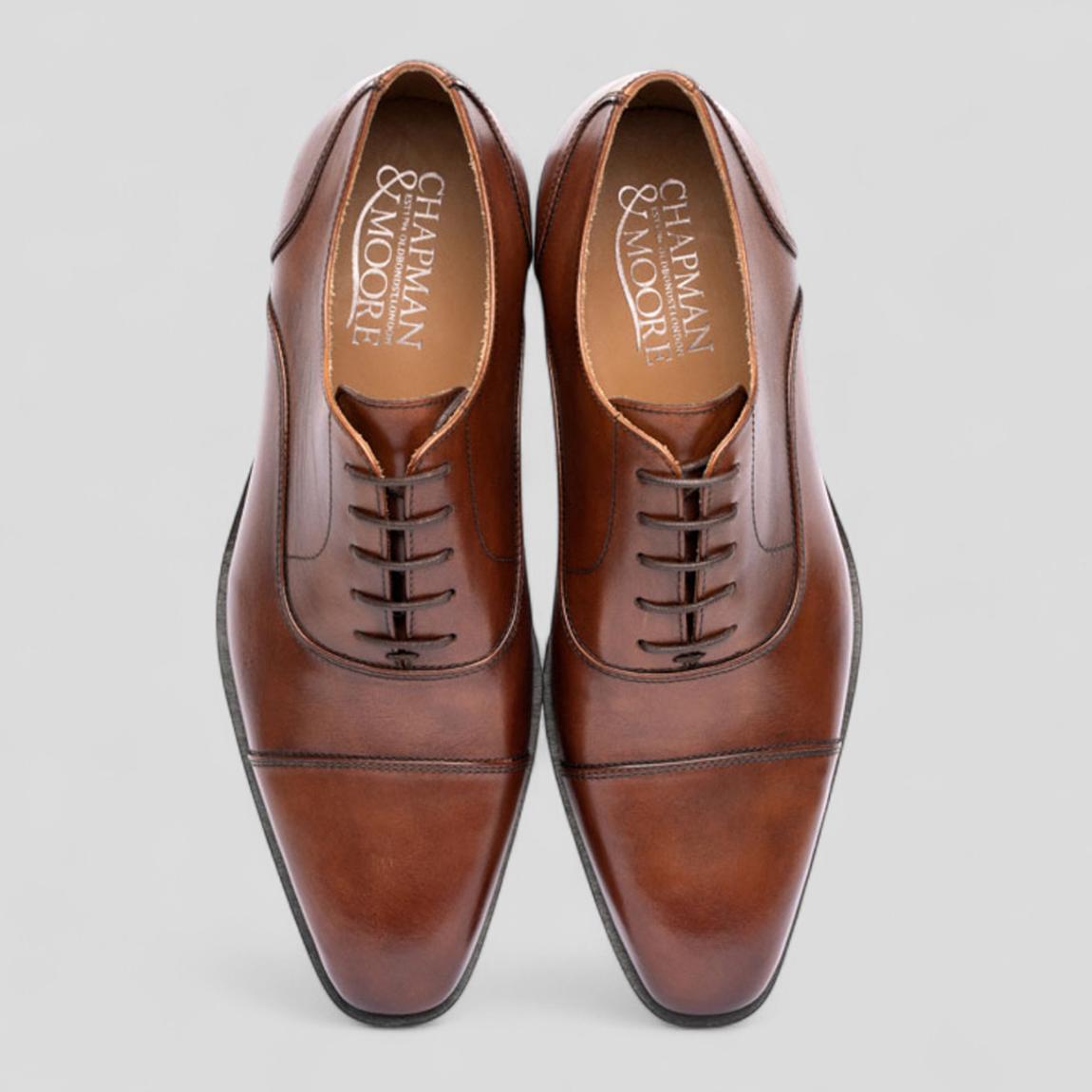 Chapman Moore Men's Chocolate Leather Toe Cap Oxford Shoe