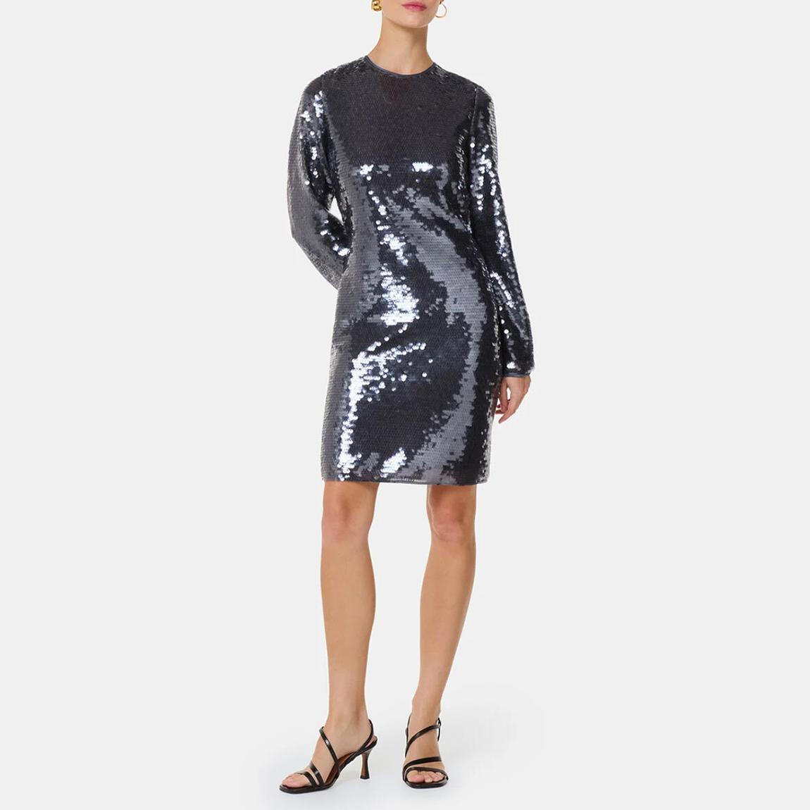 WHISTLES Gunmetal Sequin Mini Dress - BrandAlley