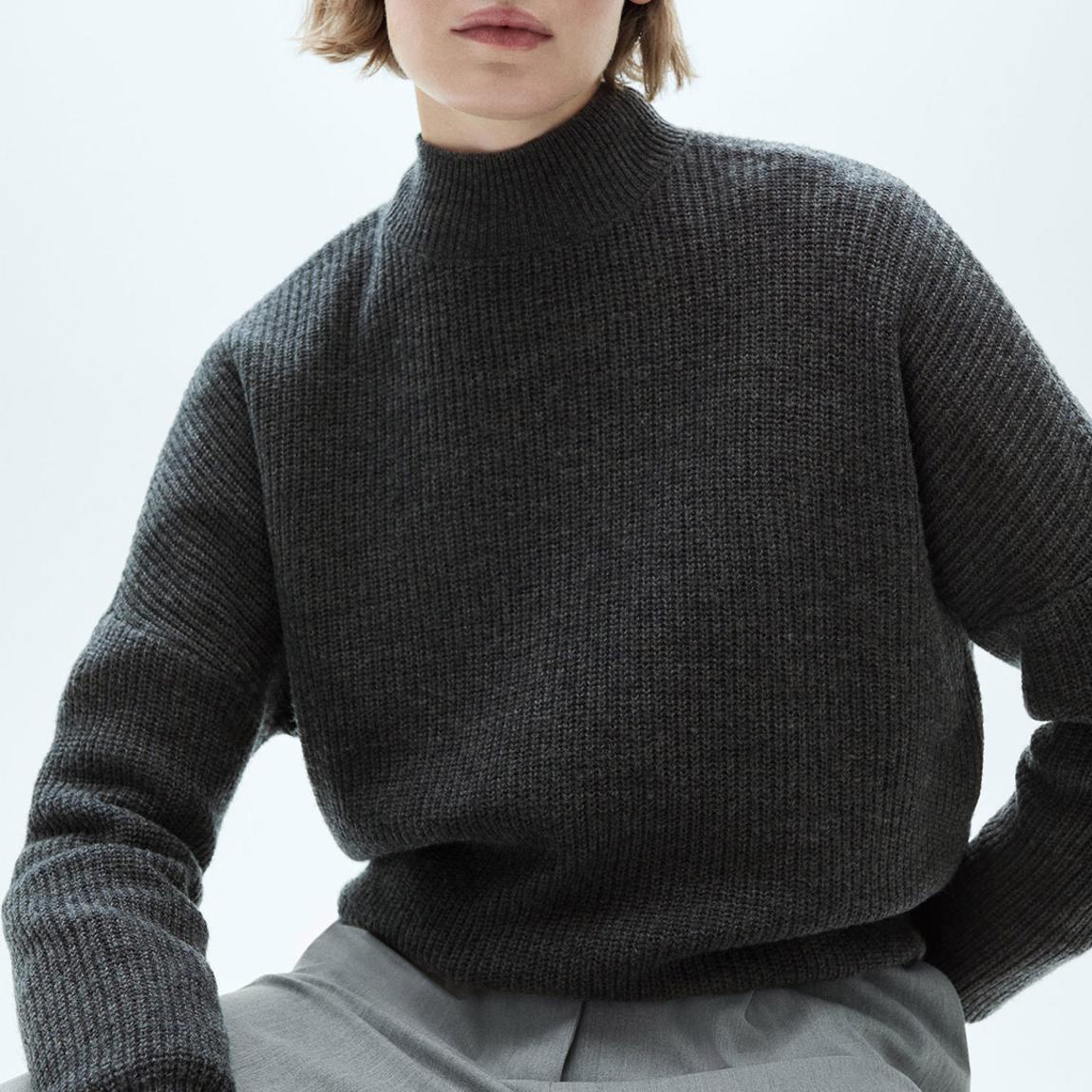 Mango Charcoal Wool Oversized High Neck Jumper - BrandAlley