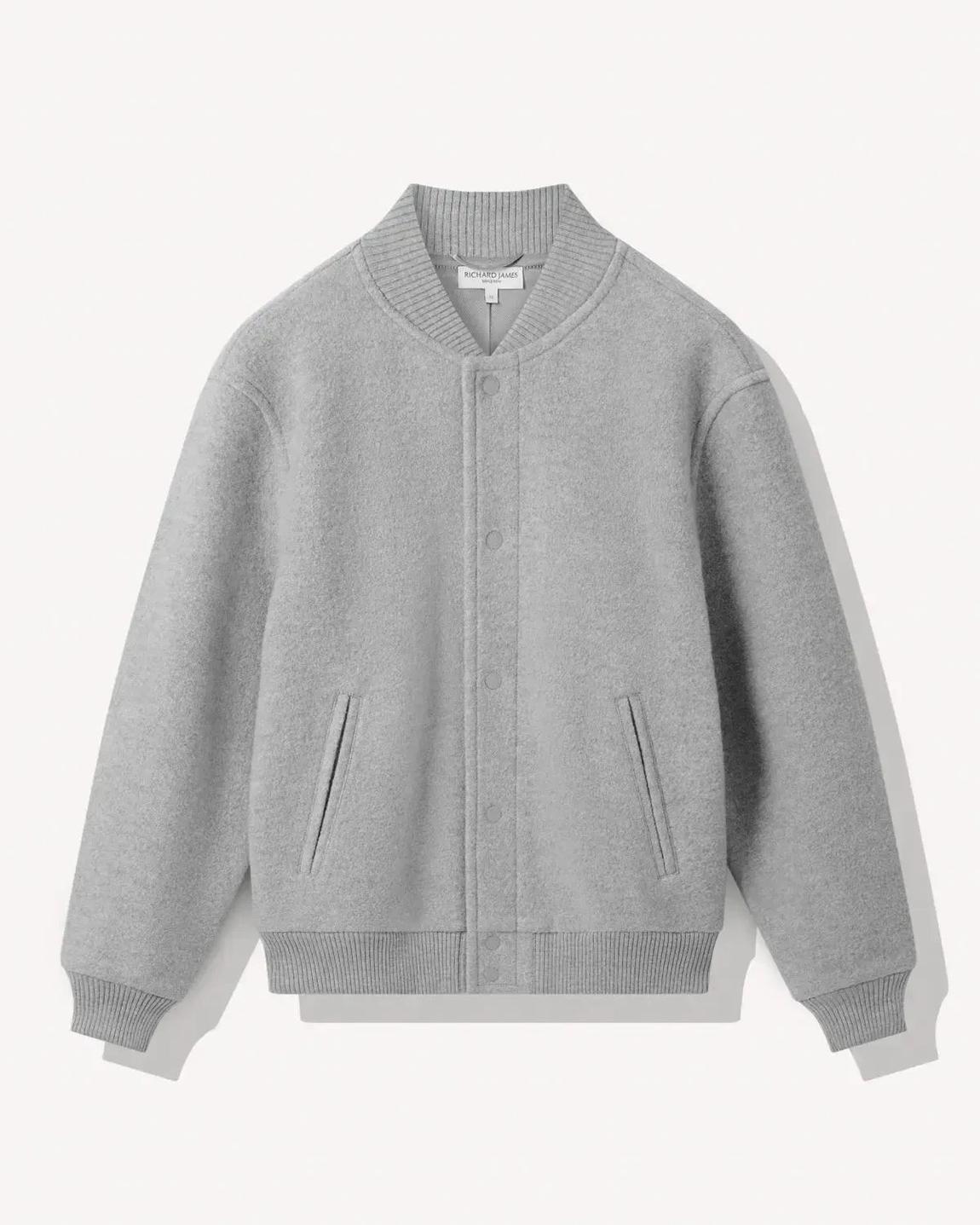 Richard James RICHARD JAMES Wool College Bomber Jacket Grey
