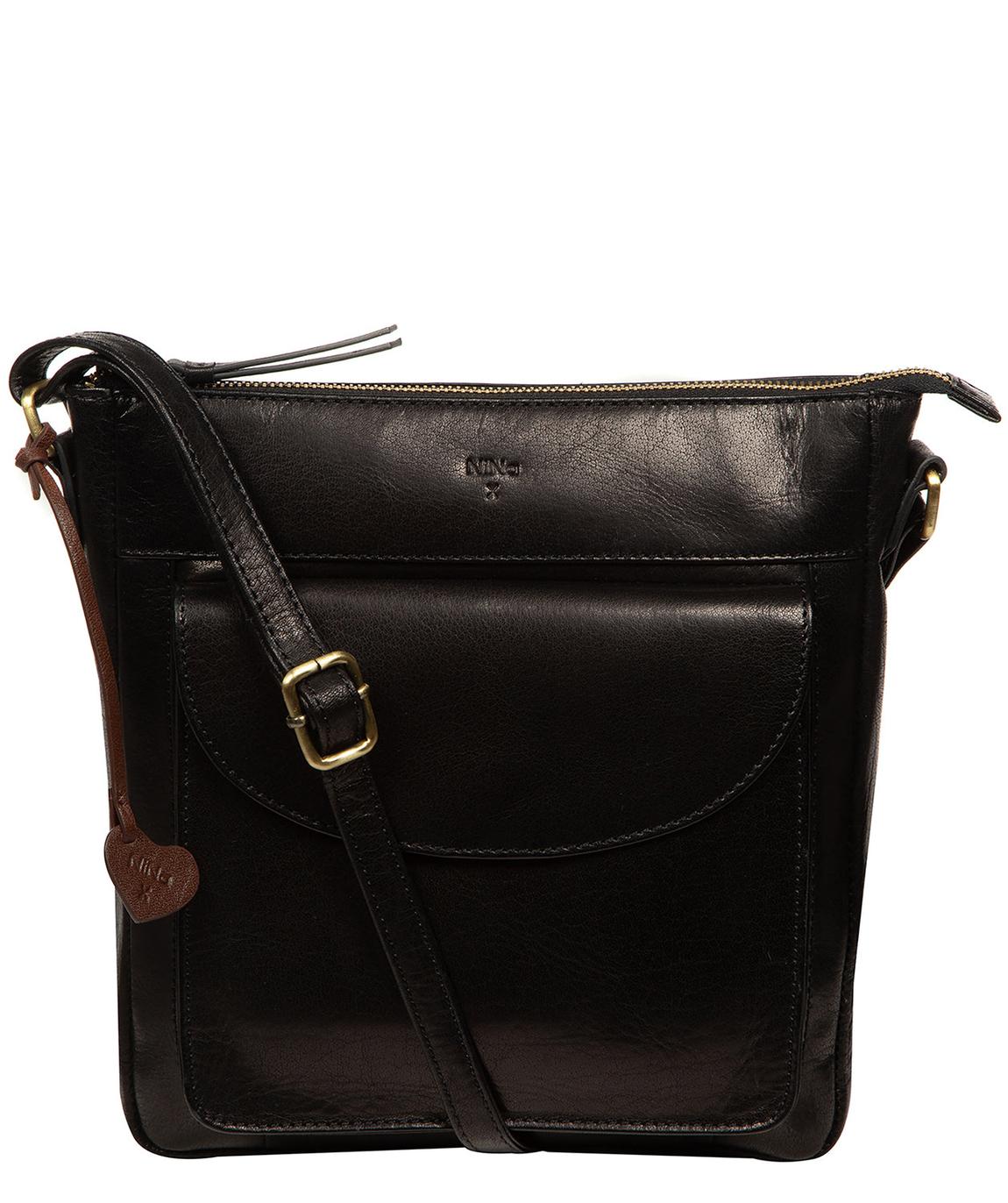 NiNa Amora 'Teodora' Black Leather Cross Body Bag - BrandAlley