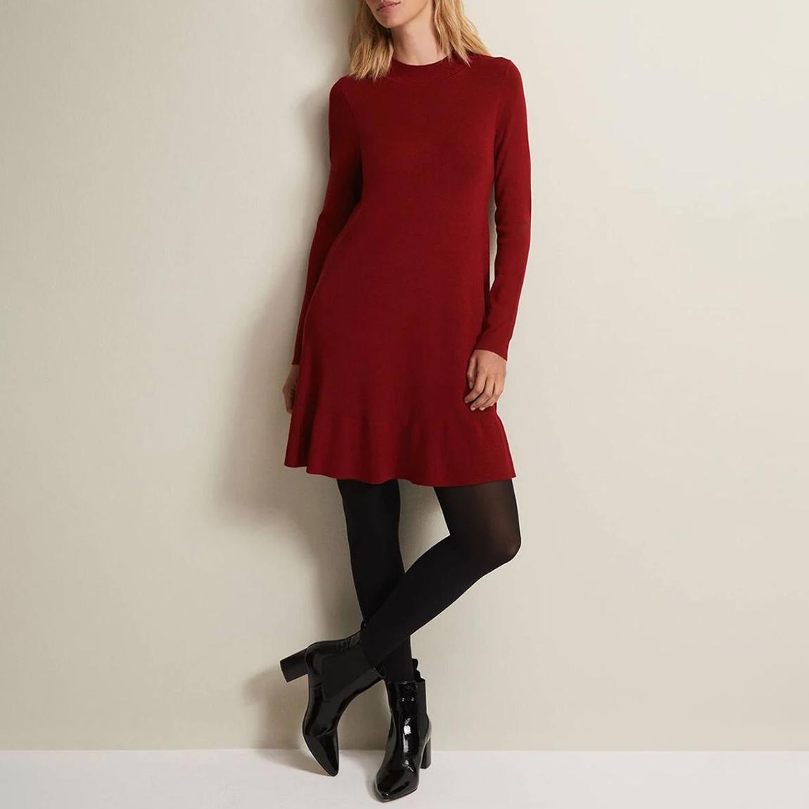 Phase Eight Red Vickie Knitted Dress - BrandAlley Phase Eight Red Vickie Knitted Dress - BrandAlley
