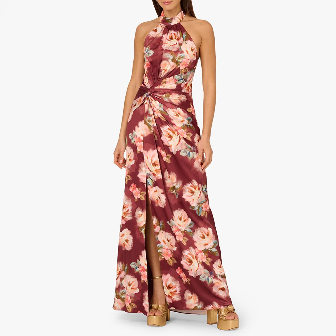 floral formal long dress Cicinia A-line Lace-up Floral Long Prom Dresses