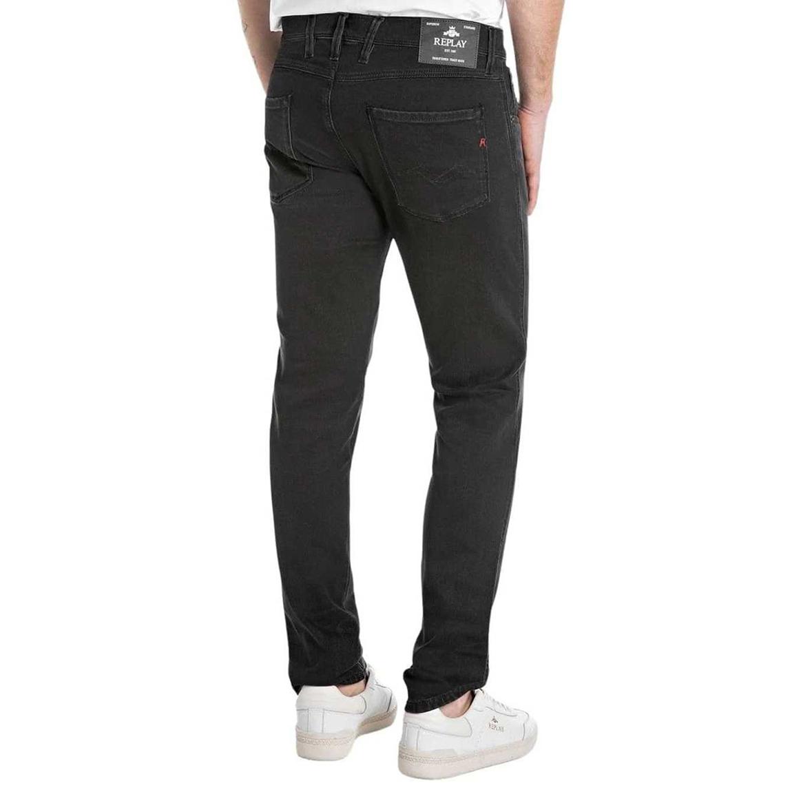 Replay Black Anbass Powerstretch Slim Jeans - BrandAlley