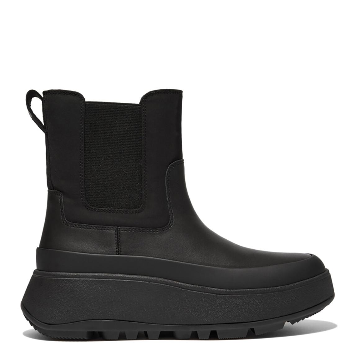Black F Mode Leather Waterproof Flatform Chelsea Boot main product photo