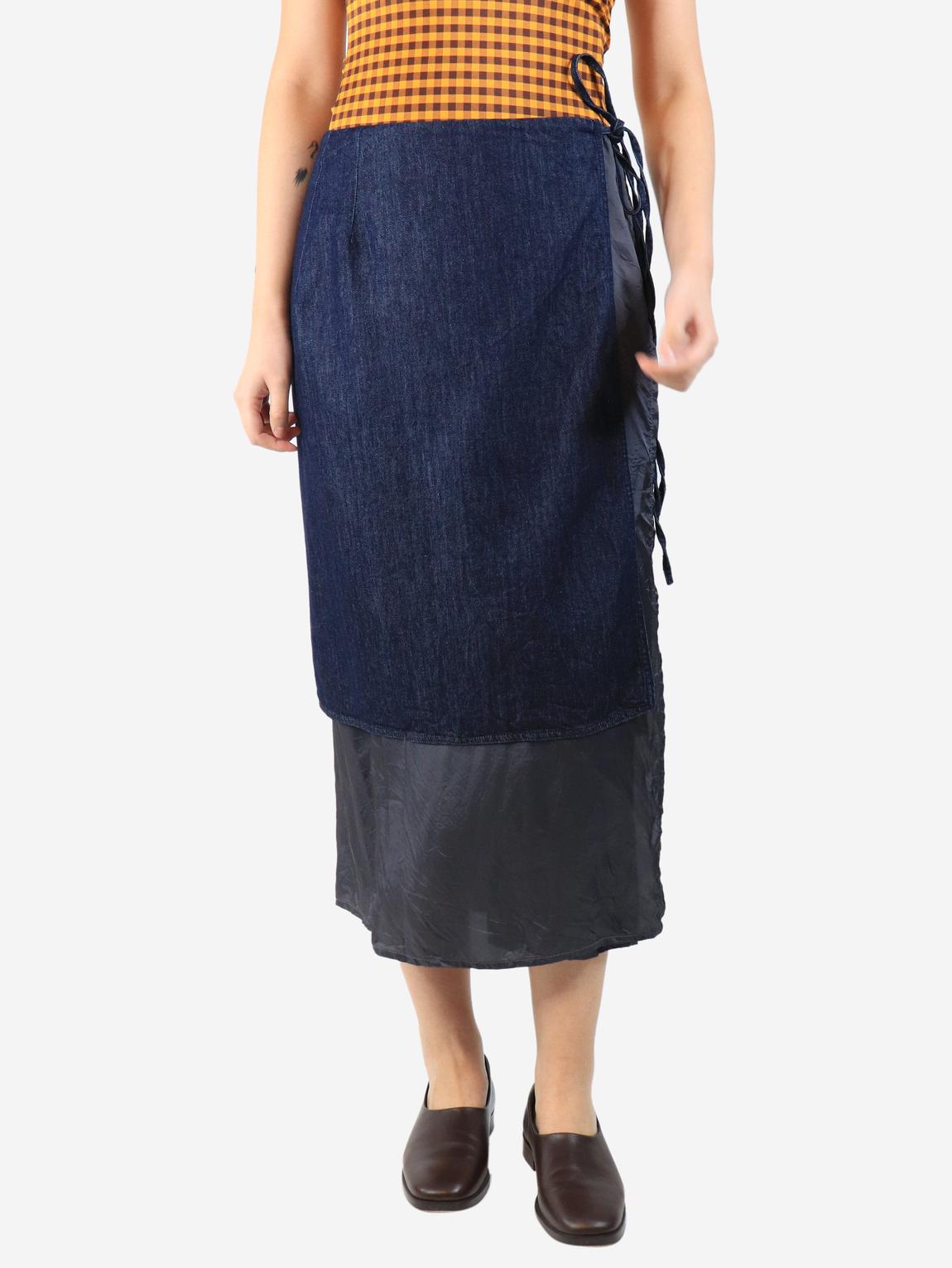Pre-Loved Dries Van Noten Blue denim wrap skirt - BrandAlley