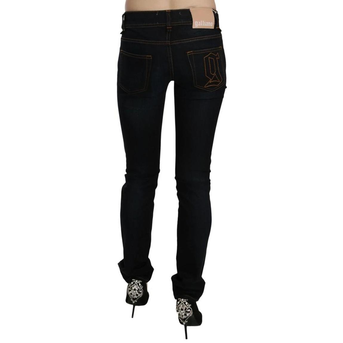 John Galliano Mid Waist Slim Fit Denim Casual Pants Jeans - Black