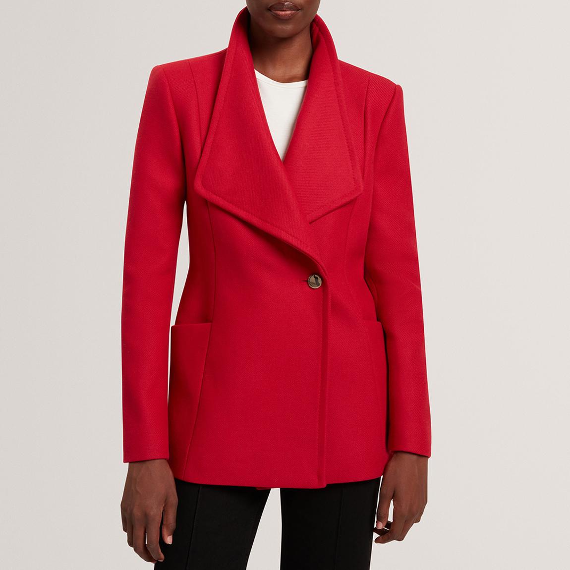 Ted Baker Red Wool Short Sculpted Wrap Coat - BrandAlley