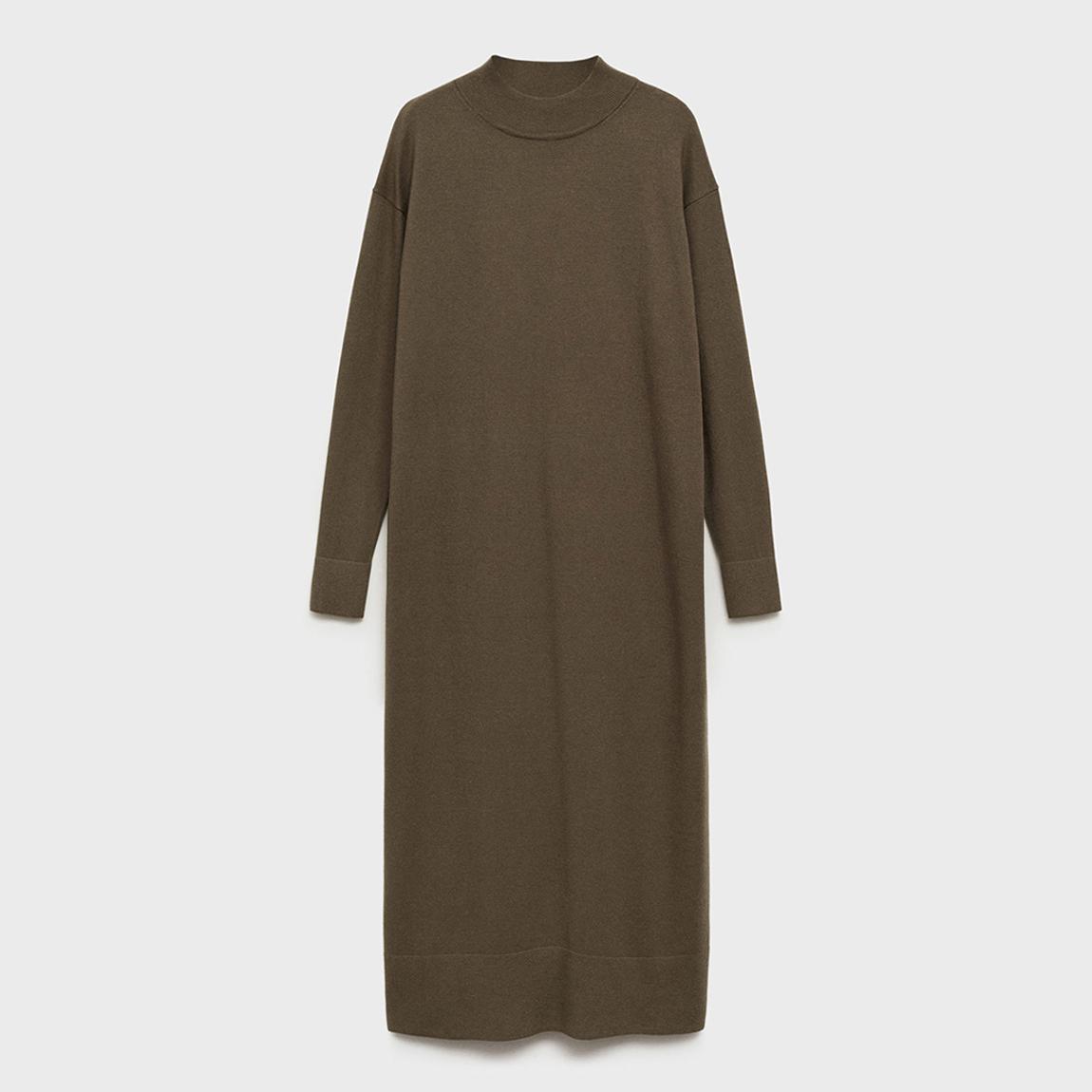 Mango Khaki Perkins Neck Knitted Dress - BrandAlley Mango Khaki Perkins Neck Knitted Dress - BrandAlley