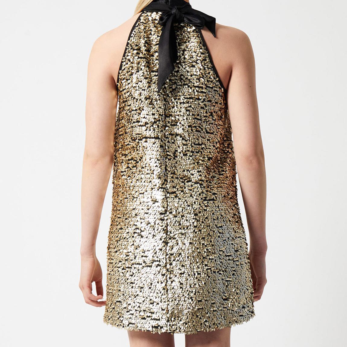 French Connection Gold Elah Sequin Halter Neck Mini Dress - BrandAlley French Connection Gold Elah Sequin Halter Neck Mini Dress - BrandAlley