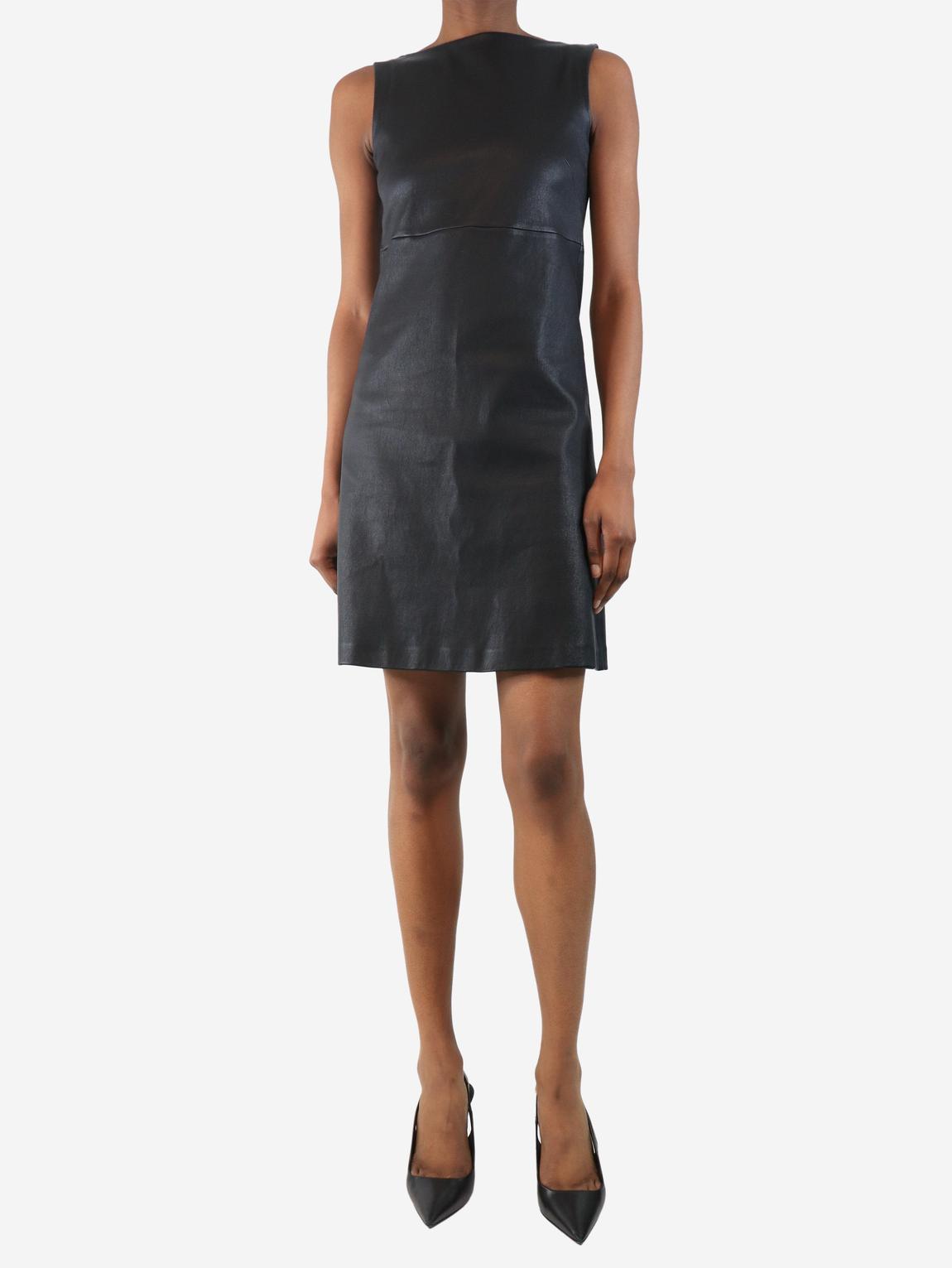 Pre-Loved Prada Black sleeveless leather mini dress - BrandAlley
