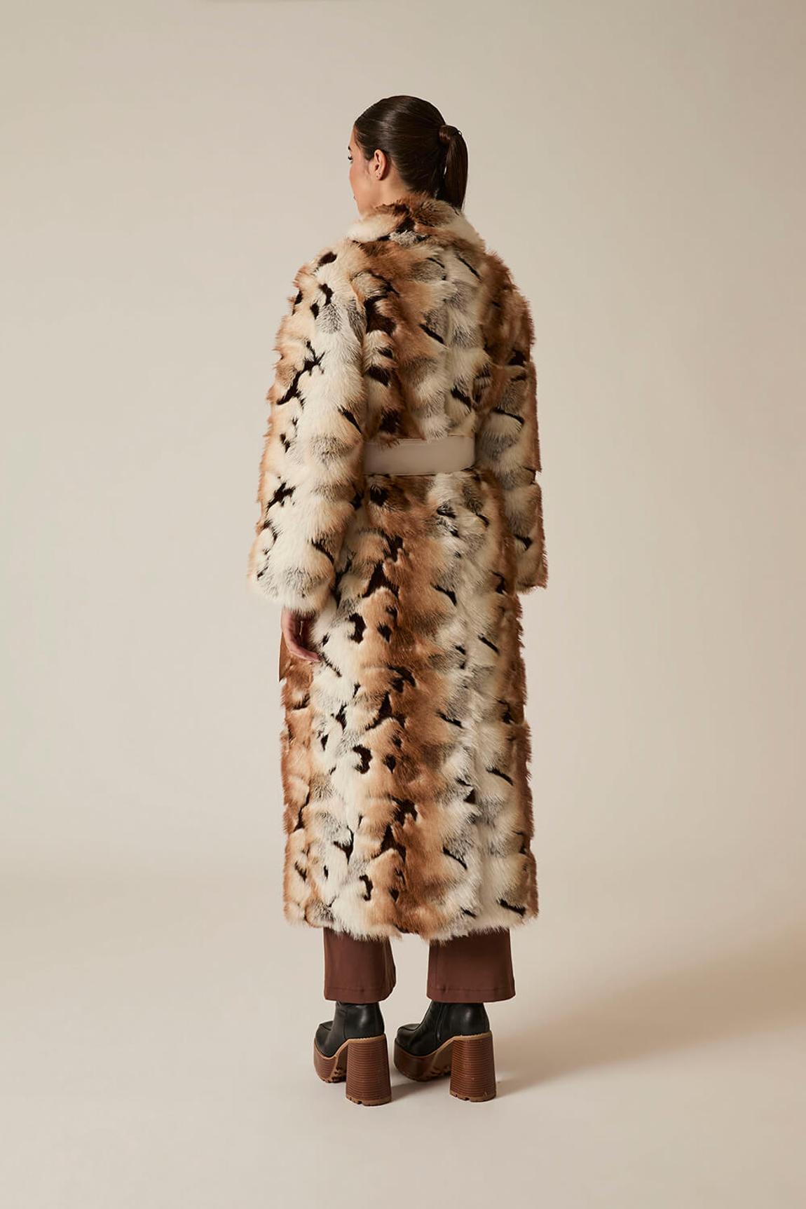 James Lakeland Animal Patchwork Faux Fur Coat - BrandAlley