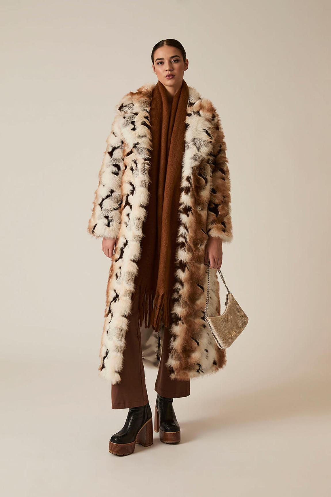 James Lakeland Animal Patchwork Faux Fur Coat - BrandAlley