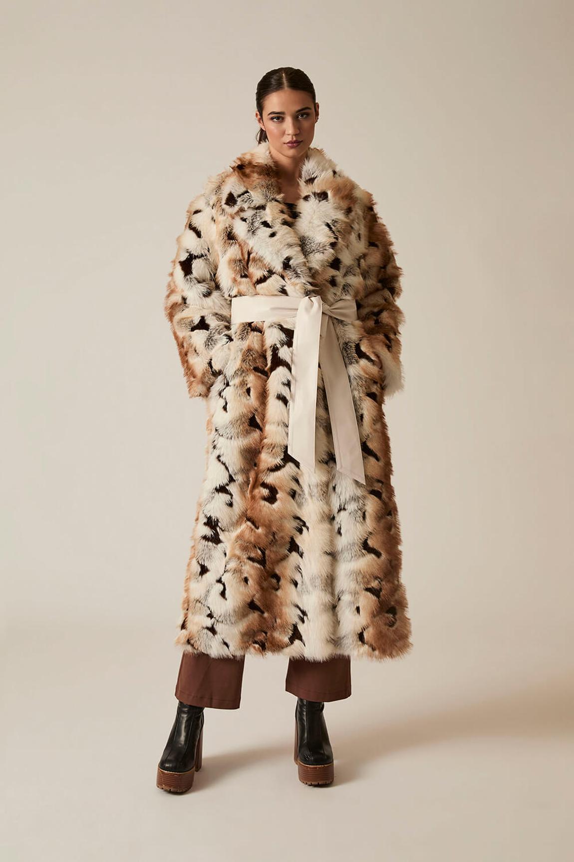 James Lakeland Animal Patchwork Faux Fur Coat - BrandAlley