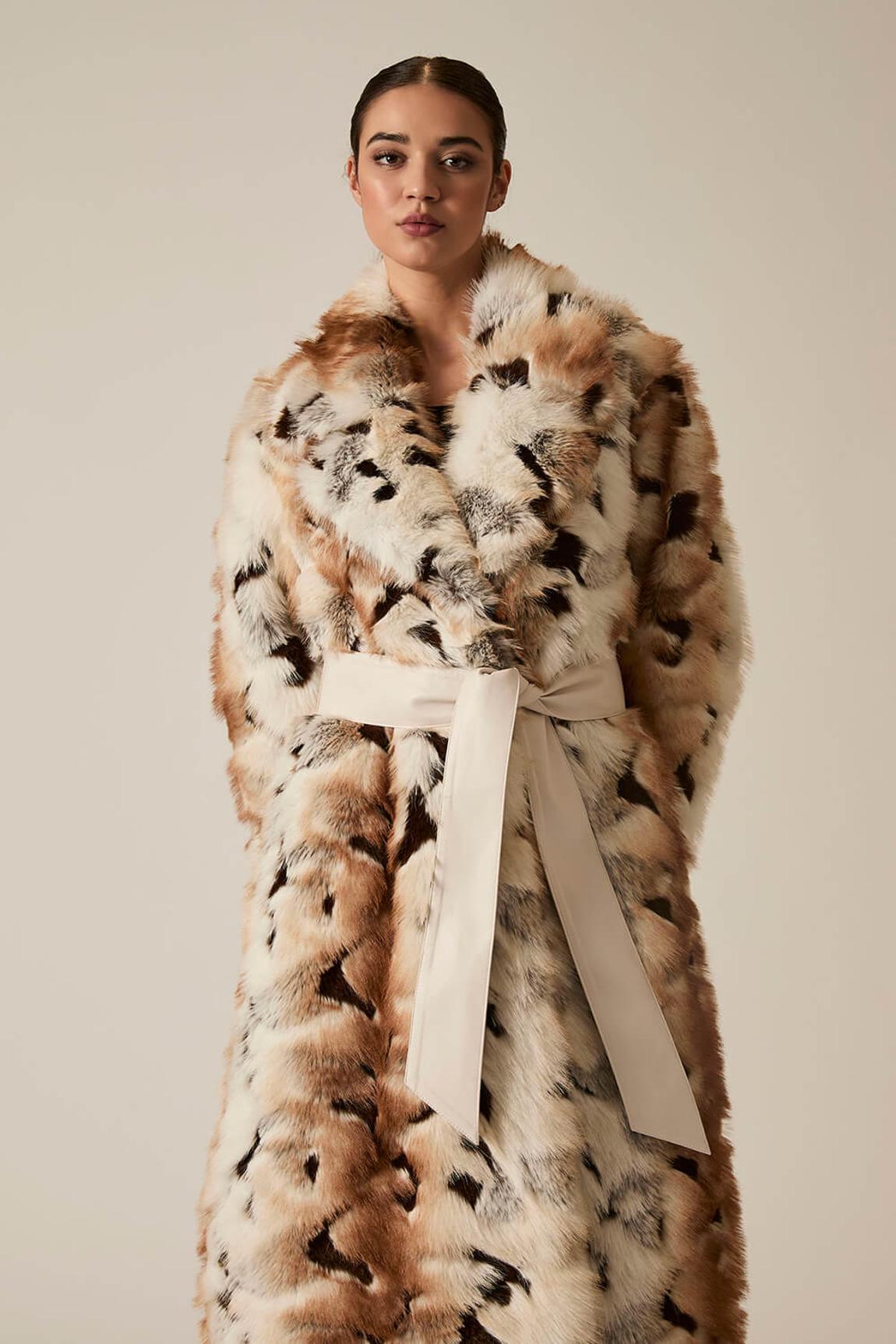 ジャケット・アウター THE TOE LANE FUR COAT James Lakeland Animal Patchwork Faux Fur Coat - BrandAlley