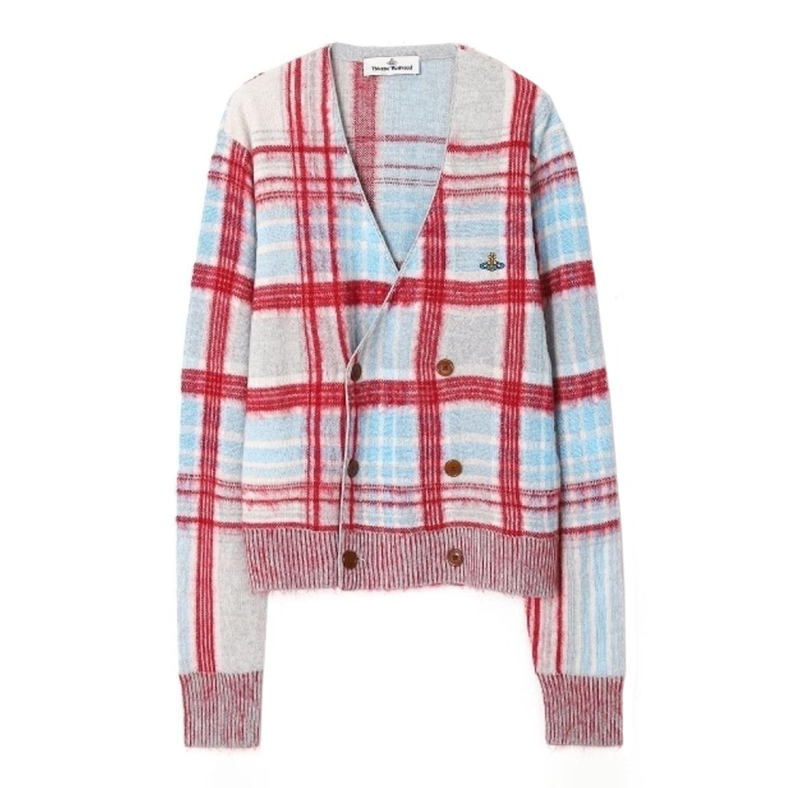 Vivienne Westwood Red Madras Check Wool Blend Cardigan - BrandAlley