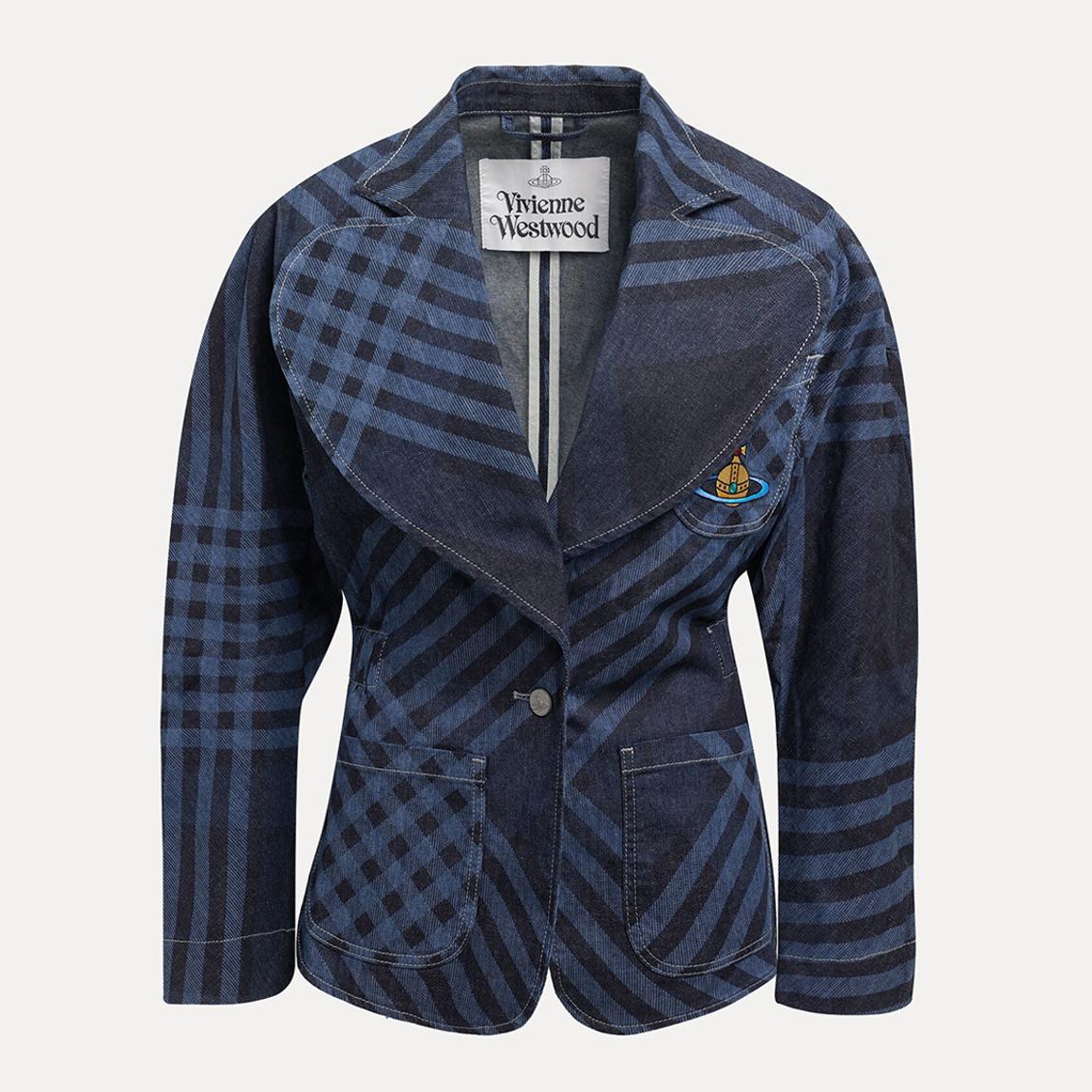 Vivienne Westwood Blue Check Denim Metro Blazer - BrandAlley