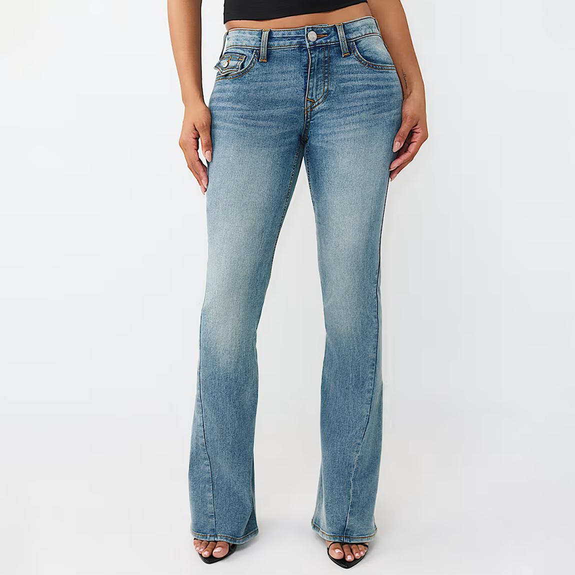 True Religion Blue Joey Flap Flare Jeans - BrandAlley