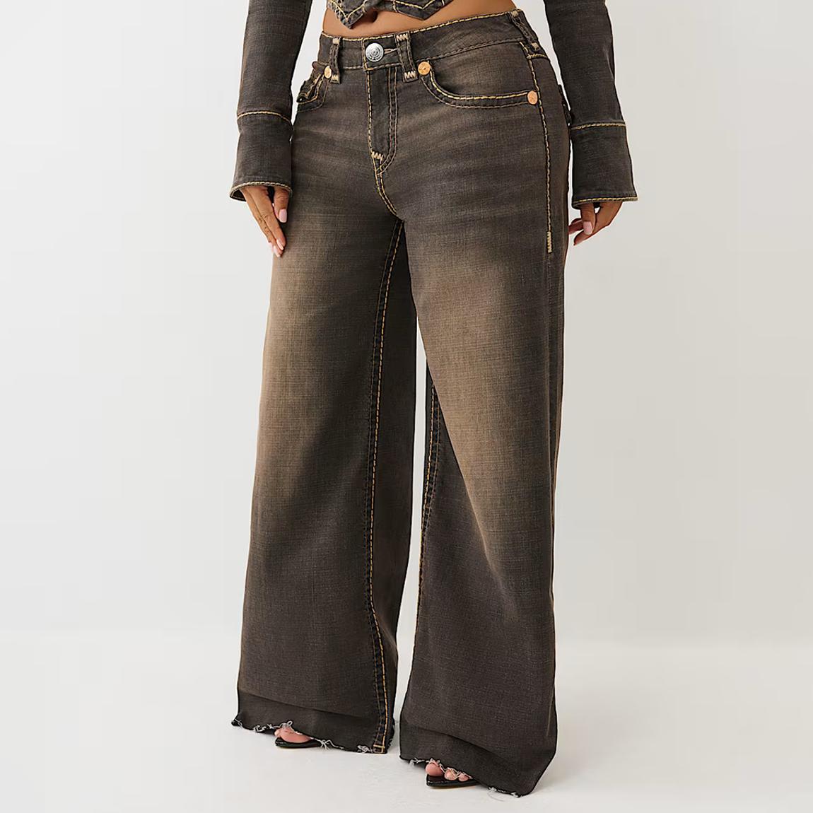 True Religion Brown Joey Low Rise Flare Jeans - BrandAlley