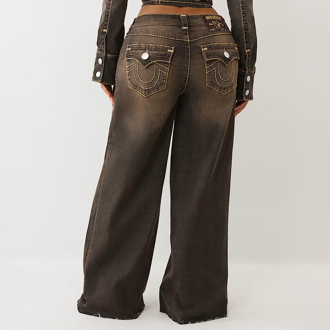 True Religion Brown Joey Low Rise Flare Jeans - BrandAlley
