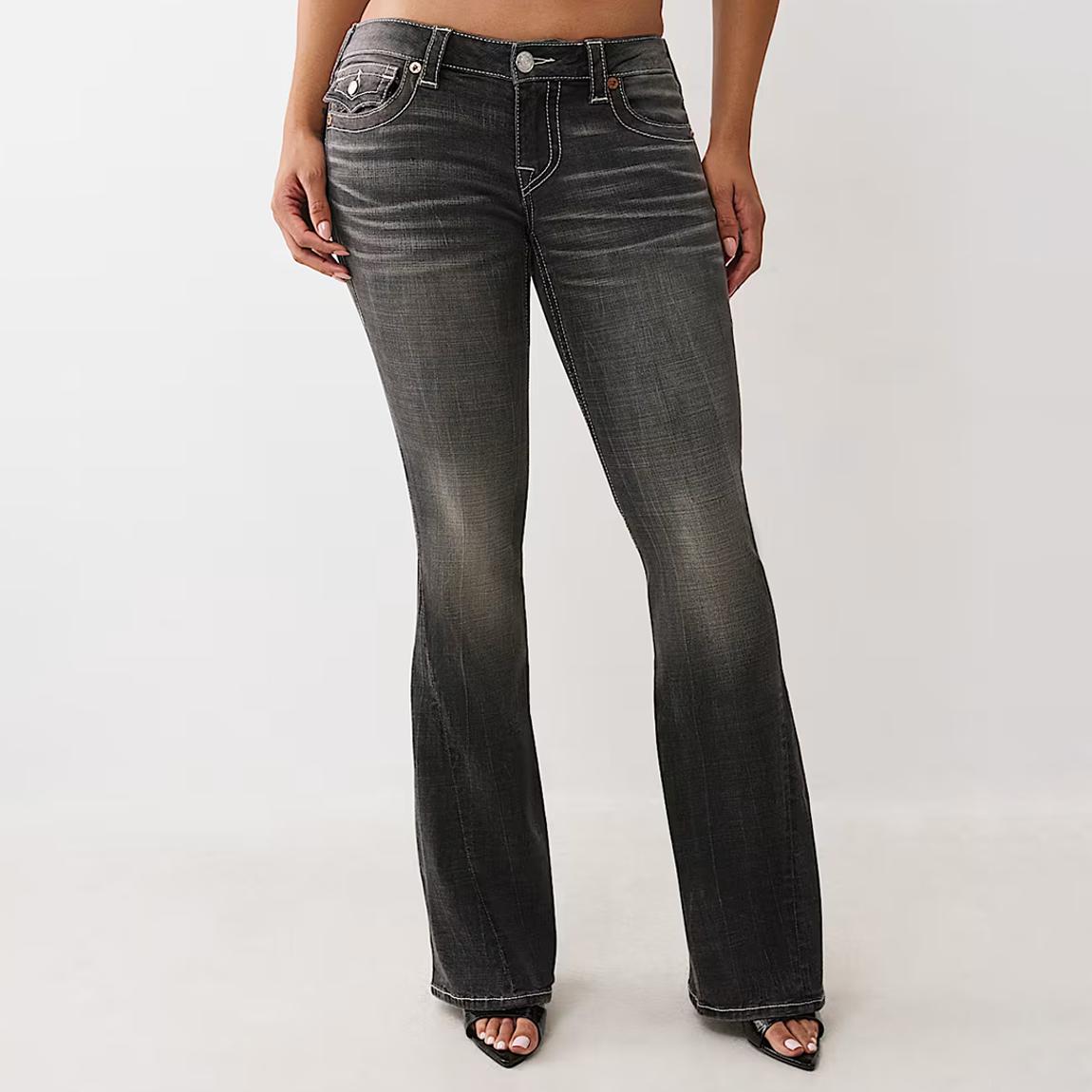 True Religion Black Joey Low Rise Flare Jeans - BrandAlley