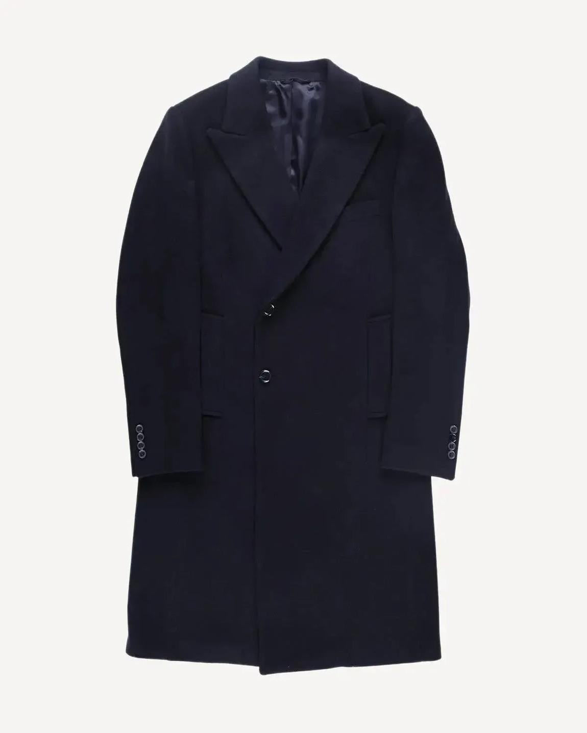 Kilgour Savile Row KILGOUR Men's Wool-Cashmere Peak Lapel Overcoat