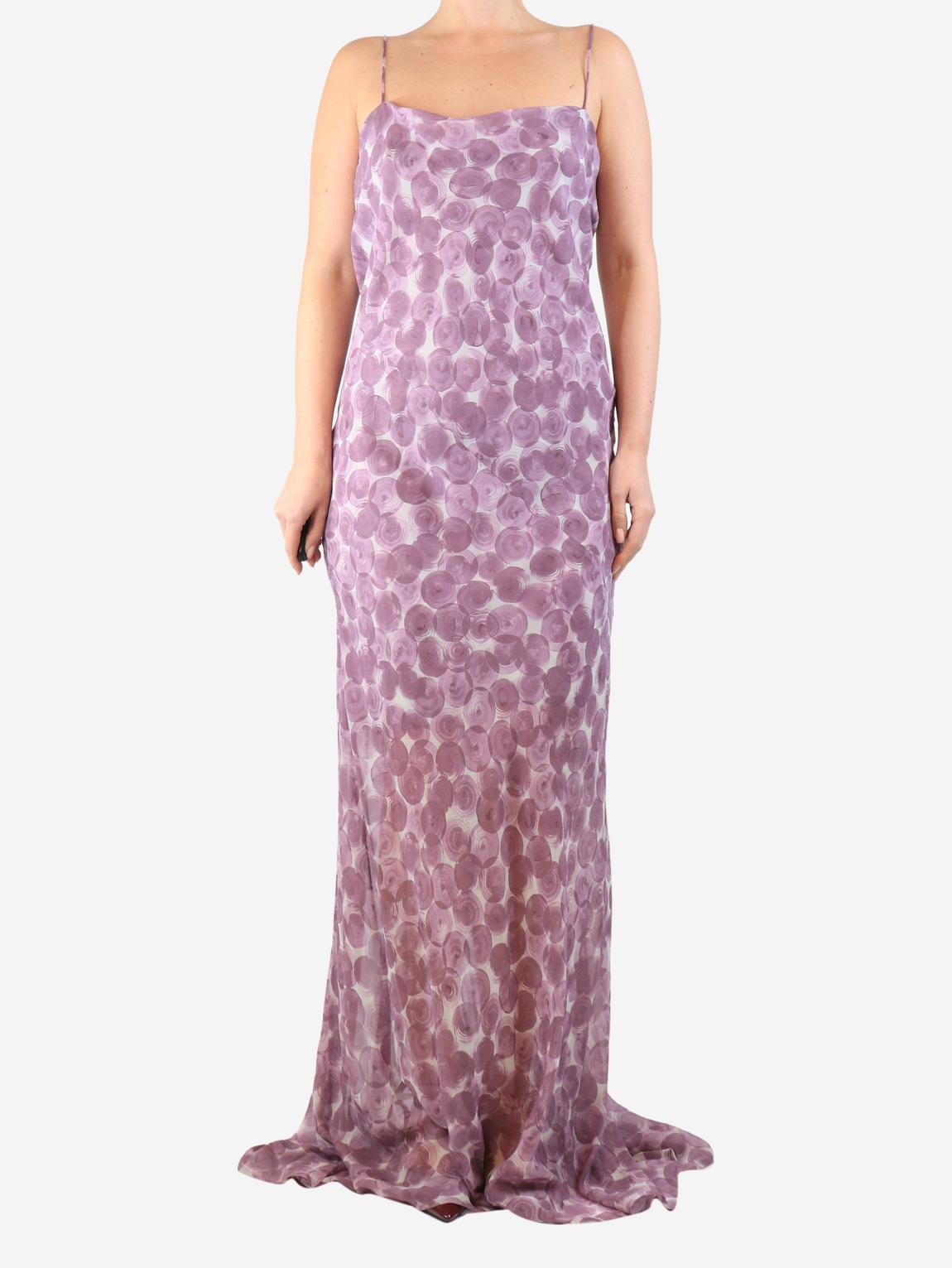 Pre-Loved Dries Van Noten Purple printed silk chiffon slip dress -  BrandAlley