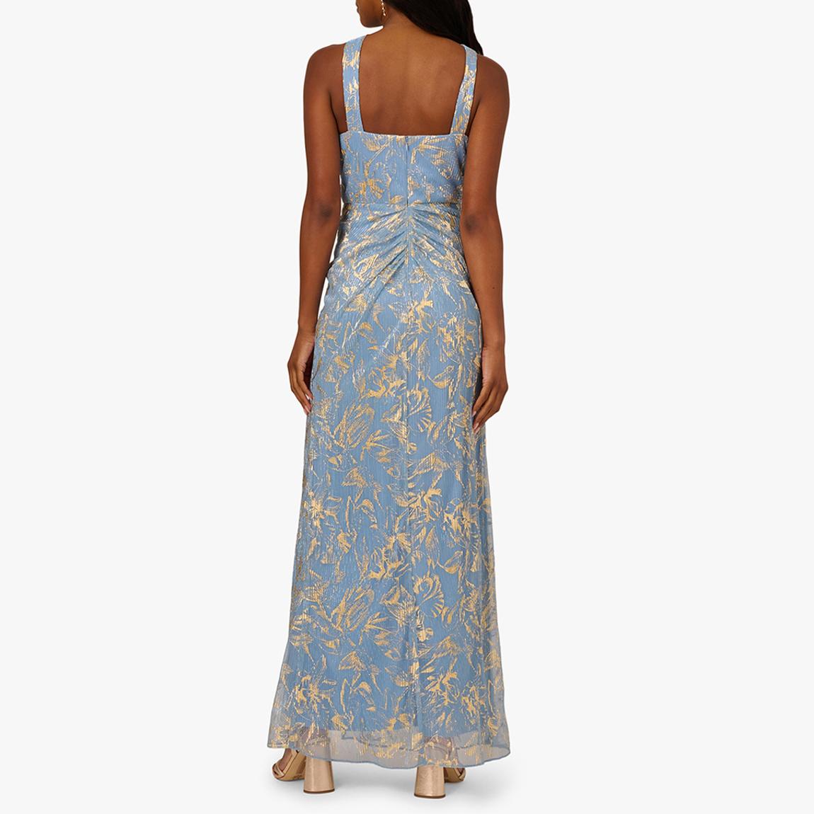 Adrianna Papell Blue/Gold Printed Halter neck Maxi Dress - BrandAlley