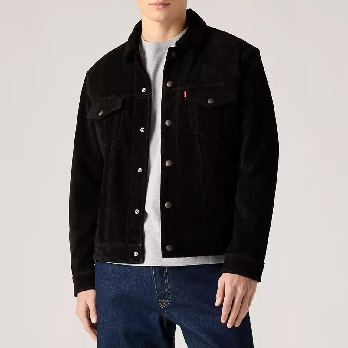 Levi's Black Highland Suede Trucker Jacket - BrandAlley
