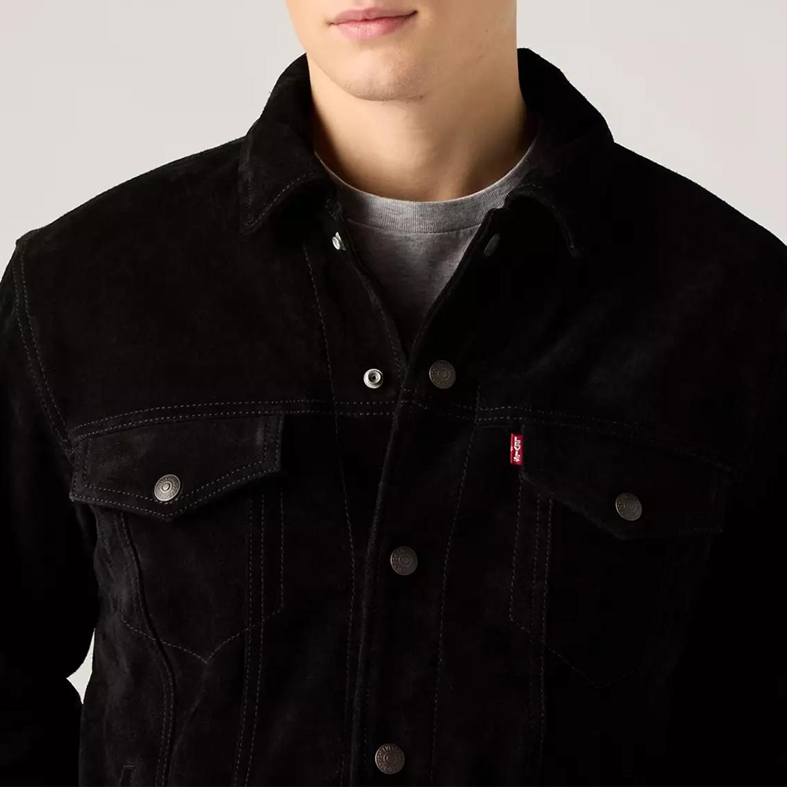 Levi's Black Highland Suede Trucker Jacket - BrandAlley