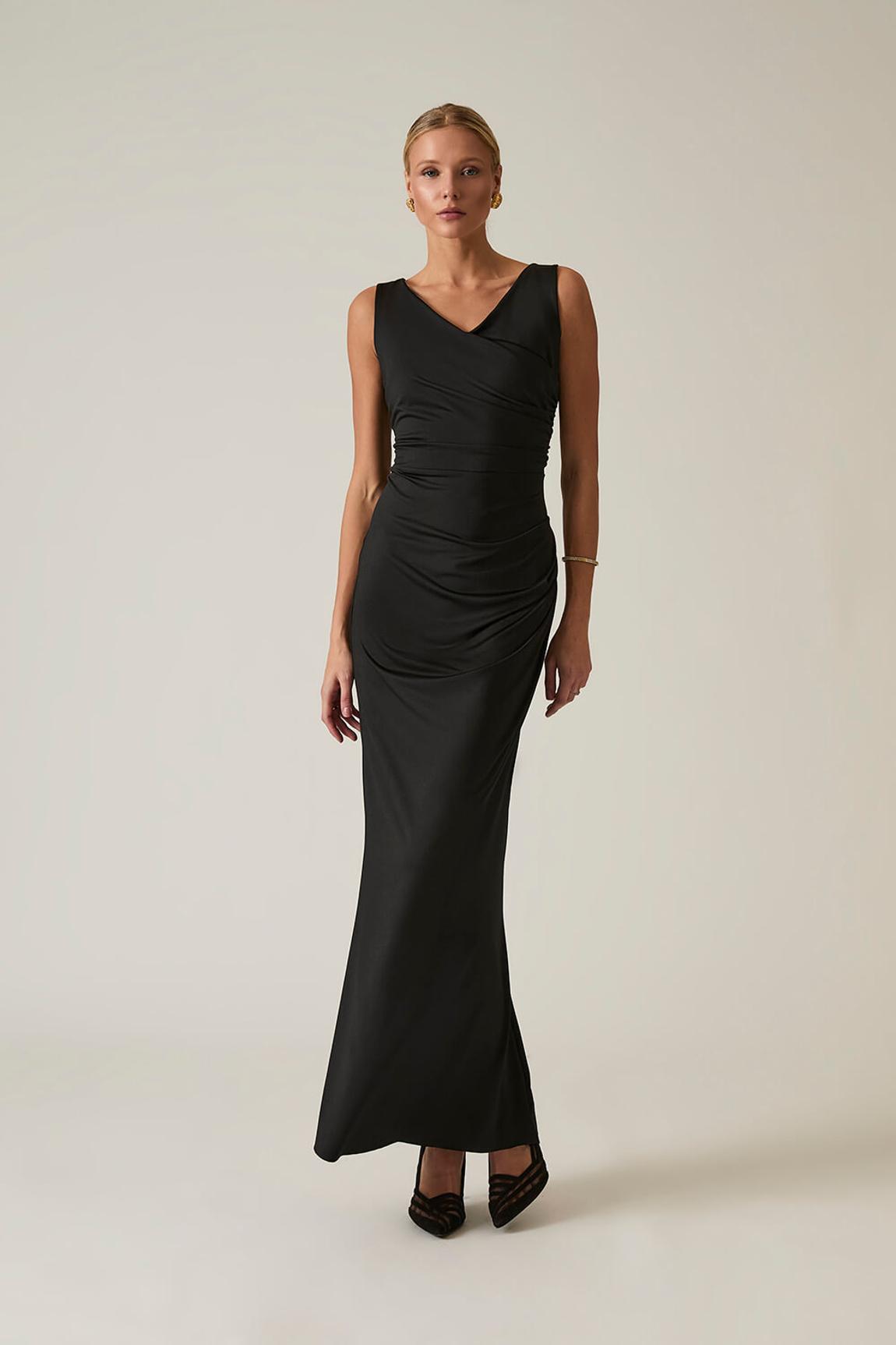 James Lakeland Black Sleeveless Gathered Maxi Dress - BrandAlley