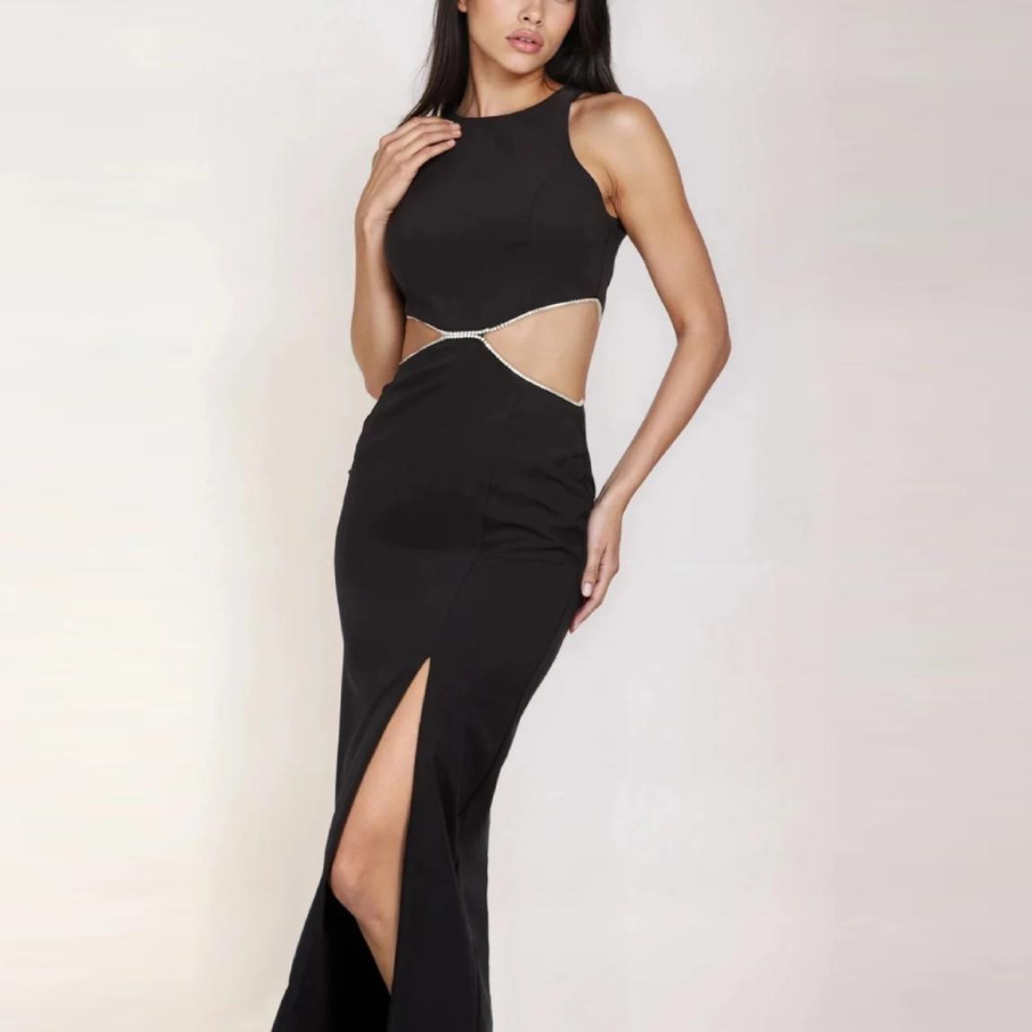 Little Mistress Black Diamant Cut-Out Maxi Dress - BrandAlley