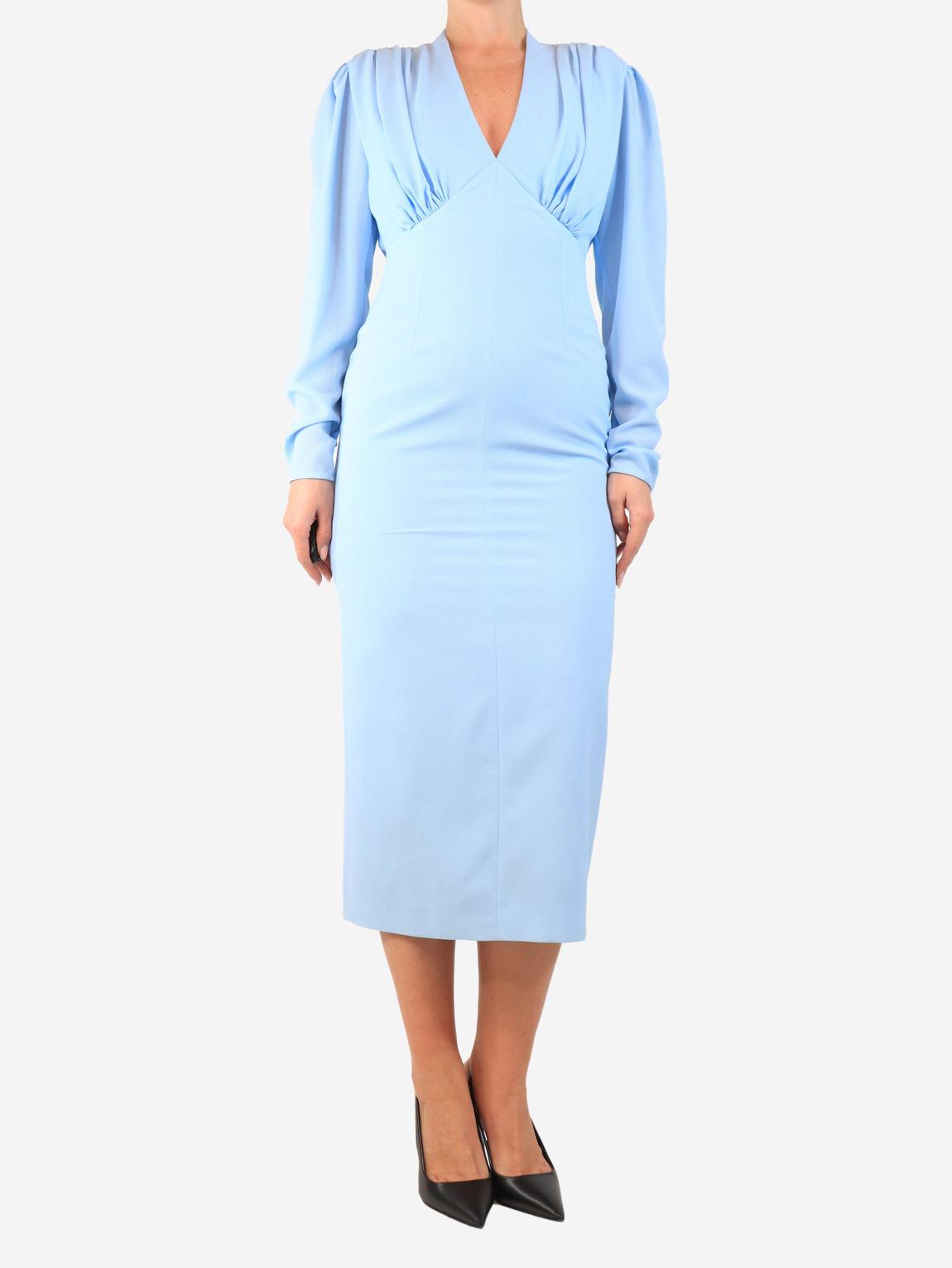 Pre-Loved Emilia Wickstead Blue long-sleeve midi dress - BrandAlley