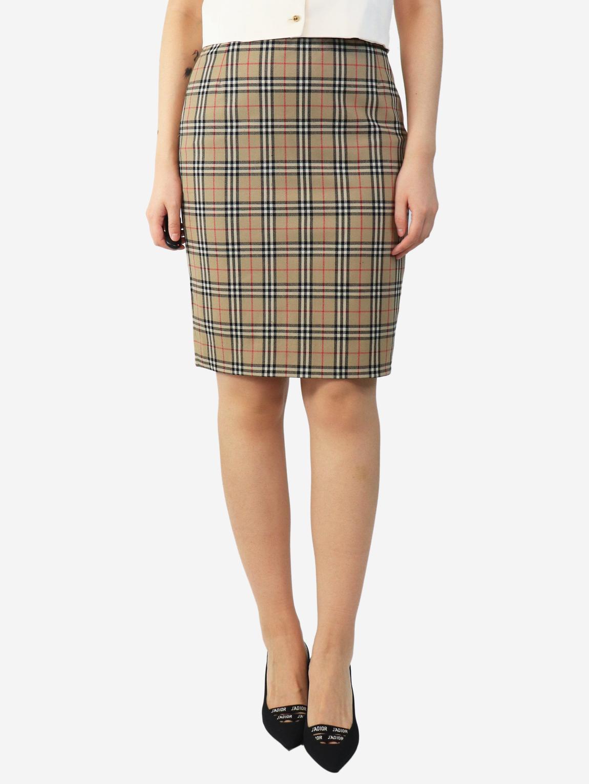Pre-Loved Burberry Brown vintage Nova Check skirt - BrandAlley