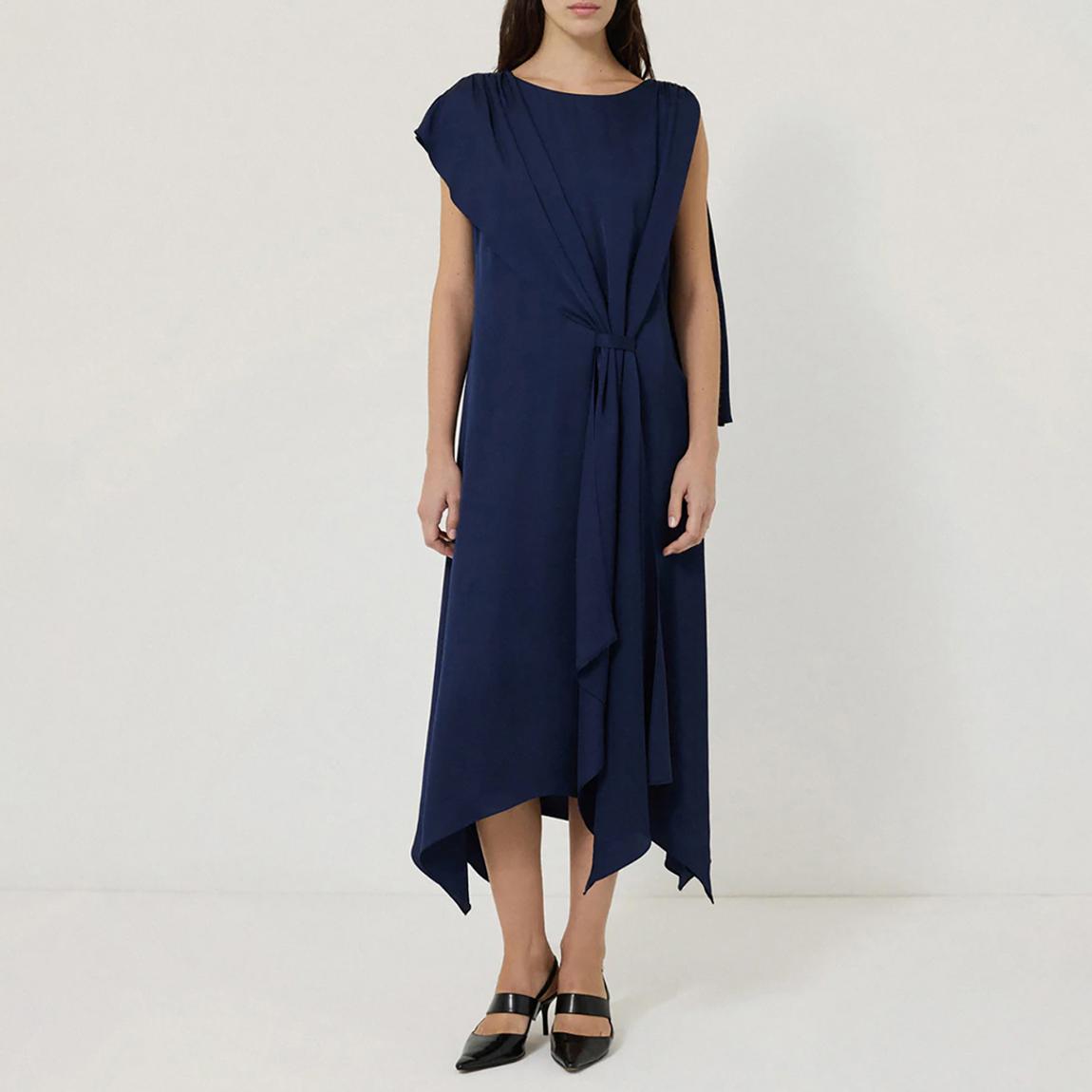 Jigsaw Navy Drape Cape Dress - BrandAlley