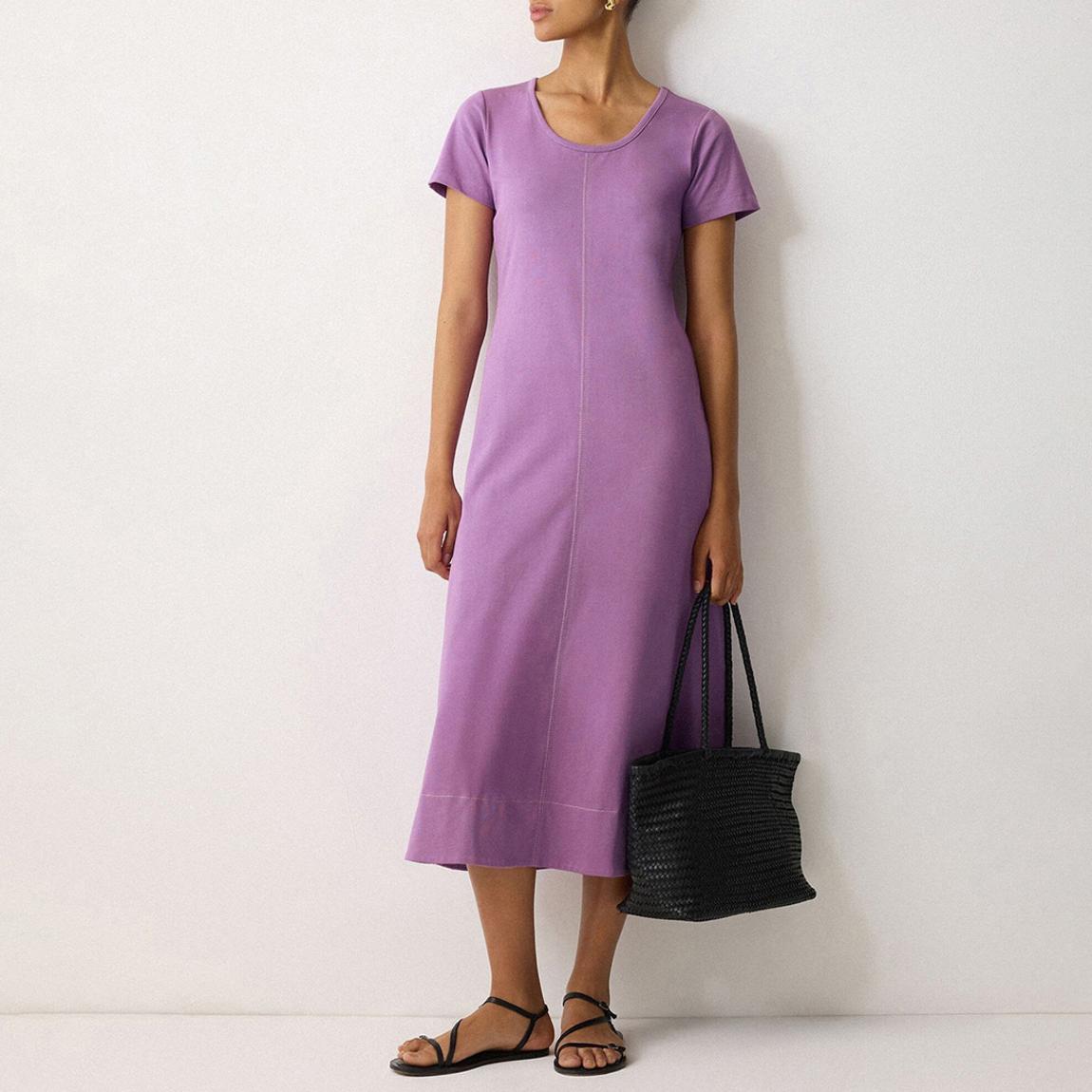 jigsaw purple dress Jigsaw Knit Jersey Dress Purple Lyocell Cotton Blend S Small Belted Pocket