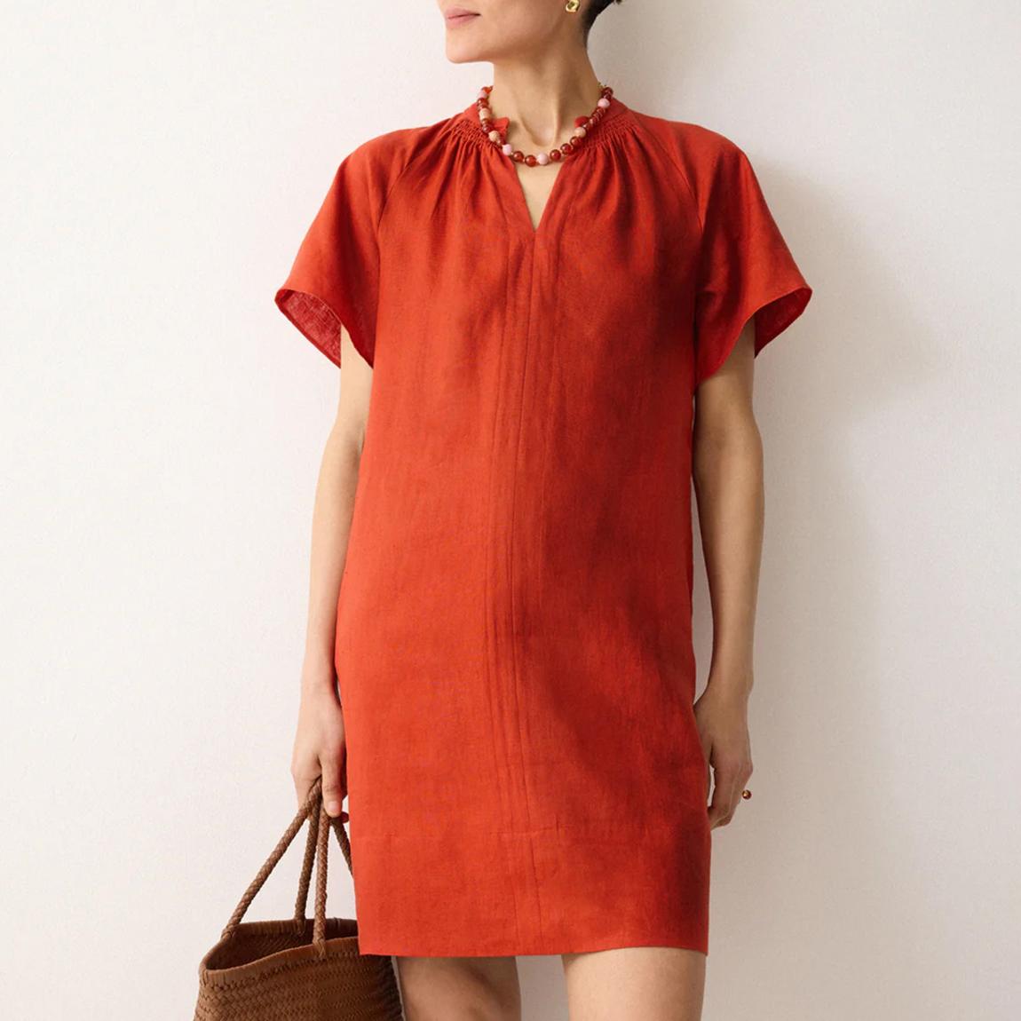 red a line dress midi Square Neck A-Line Satin Midi Bridesmaid Dress With Bow in Ruby Red main image 0