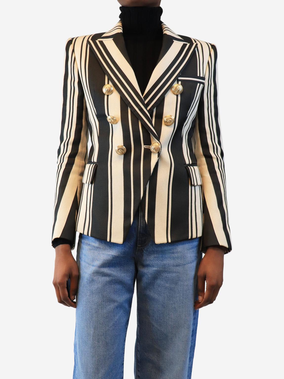 ジャケット・アウター 40's BRAILLON STRIPE DOUBLE BREASTED Pre-Loved Balmain Black stripe double breasted blazer - BrandAlley