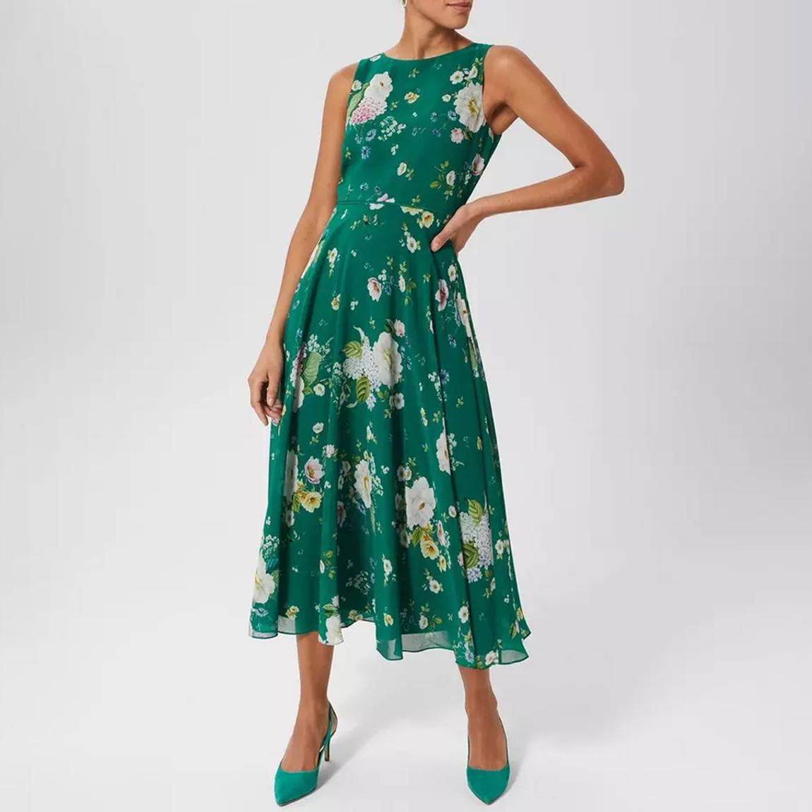 Hobbs London Green Floral Carly Dress - BrandAlley Hobbs London Green Floral Carly Dress - BrandAlley