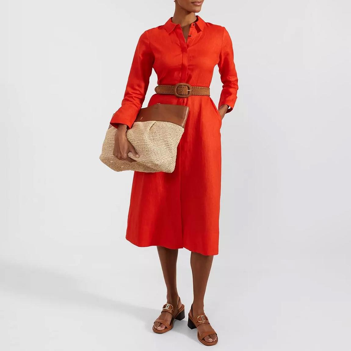 Hobbs London Red Arabelle Linen Dress - BrandAlley Hobbs London Red Arabelle Linen Dress - BrandAlley