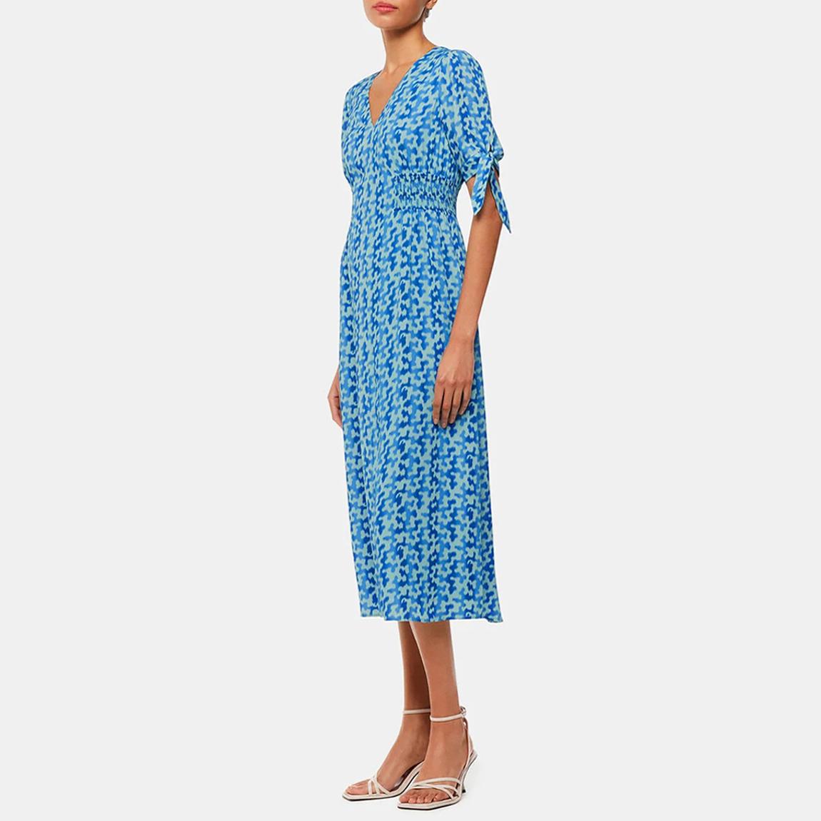 WHISTLES Blue Hazy Coral Midi Dress - BrandAlley WHISTLES Blue Hazy Coral Midi Dress - BrandAlley
